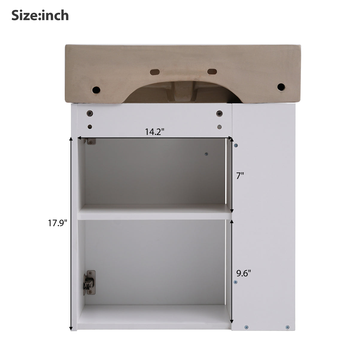 21.6" Floating Bathroom Vanity with Sink, Slim Wall Mounted Bathroom Vanity with Ceramic Basin & Overflow, Wave Pattern Door with Rose Gold Handle, Soft Close Door,White