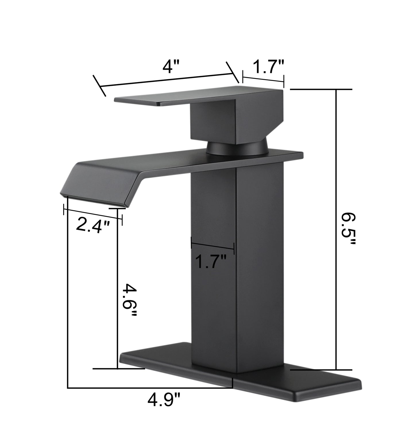 Bathroom Single Hole or Three Holes Sink Faucet Matte Black Single Handle With Deck Plate TH1008MB