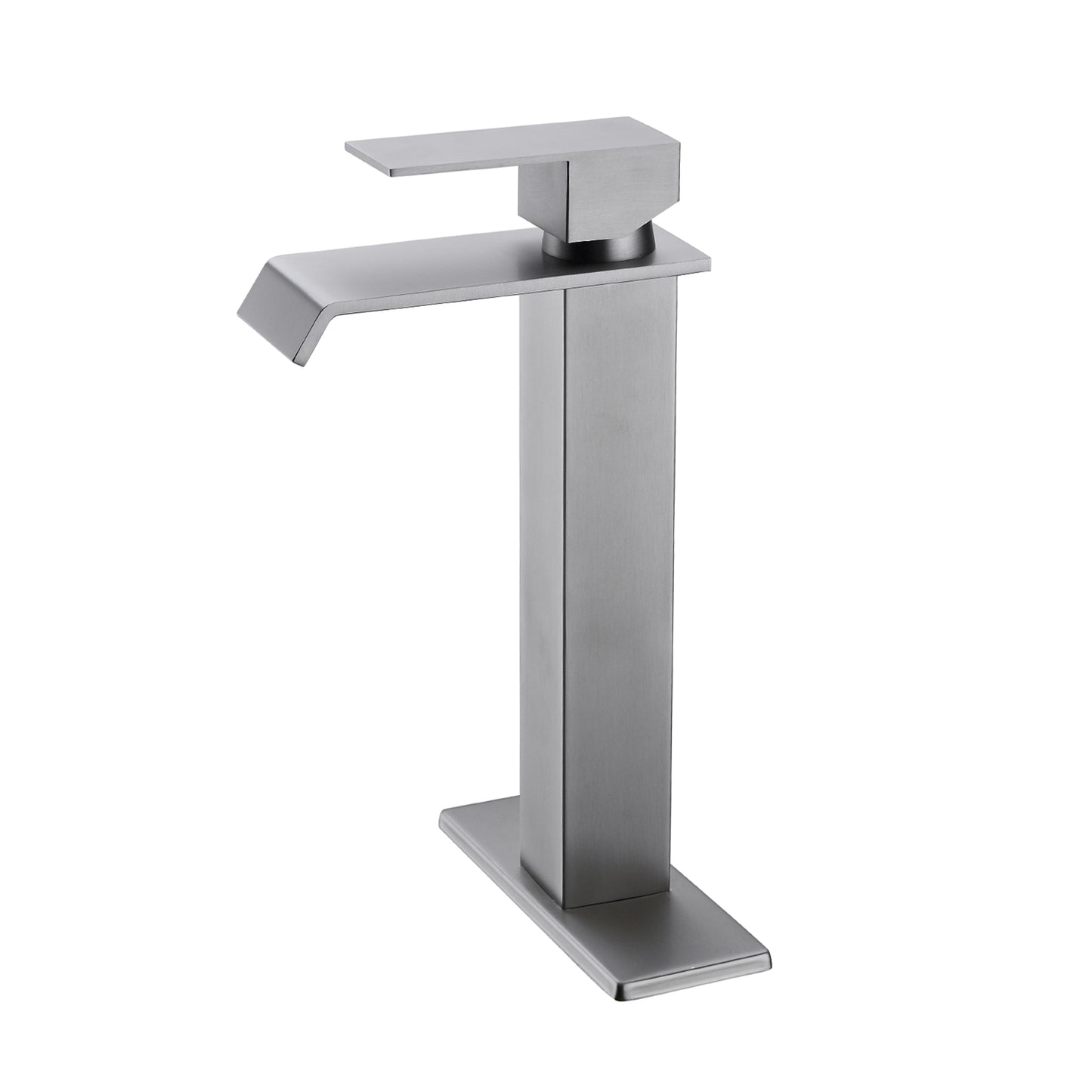 Bathroom Single Hole or Three Hole Vessel Sink Waterfall Faucet Brushed Nickel Single Handle With Deck Plate W2287P168571