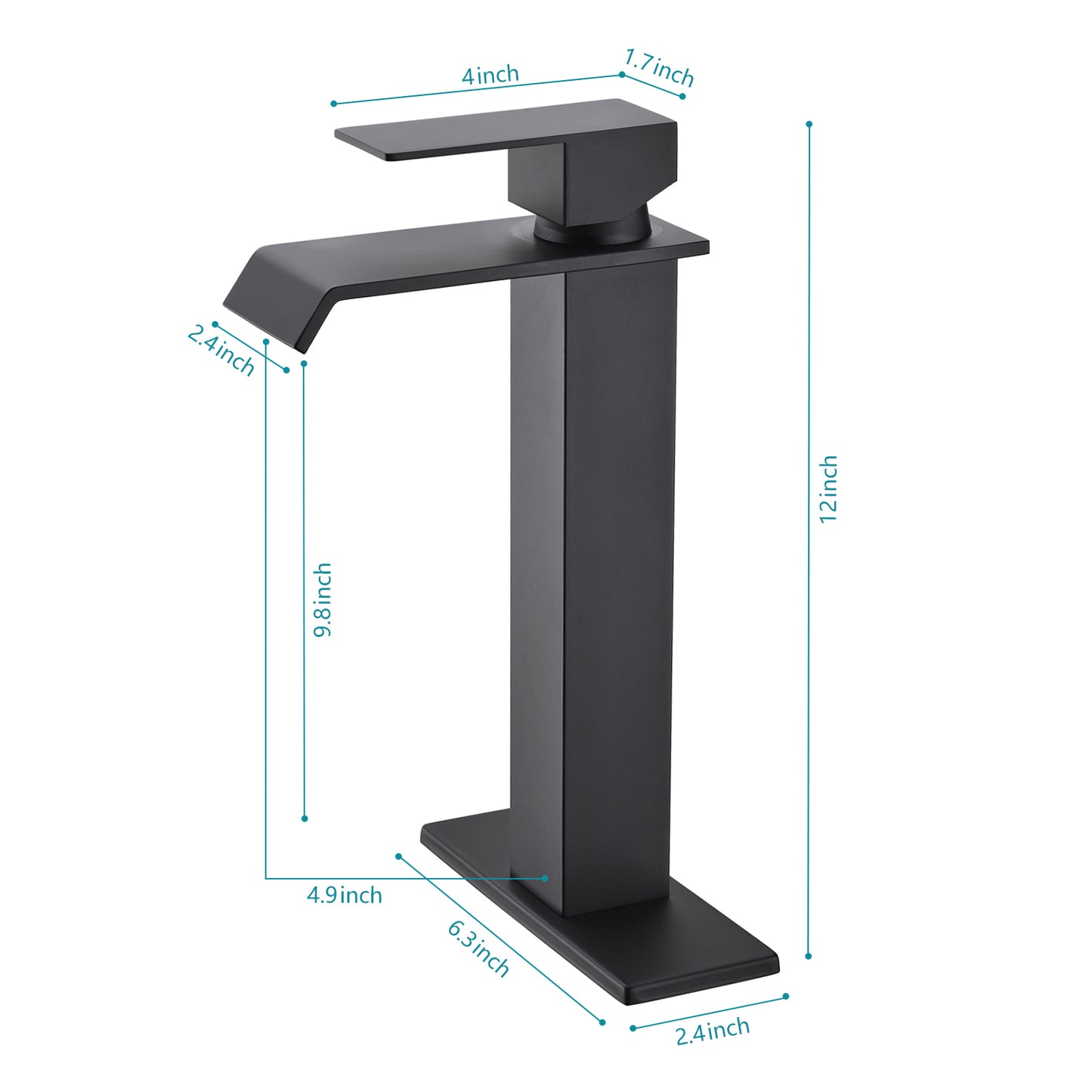 Bathroom Single Hole or Three Holes Vessle Sink Faucet Matte Black Single Handle With Deck Plate W2287P168578