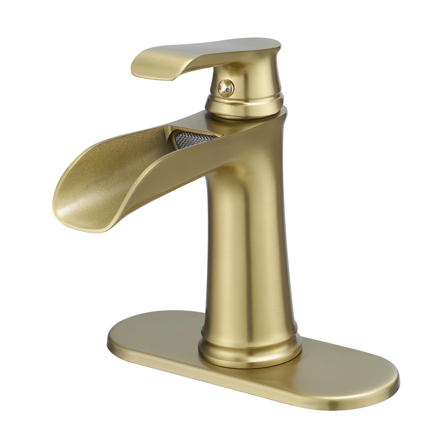 Bathroom Single Hole or Three Hole Waterfall Sink Faucet Gold Single Handle With Deck Plate W1932P180751