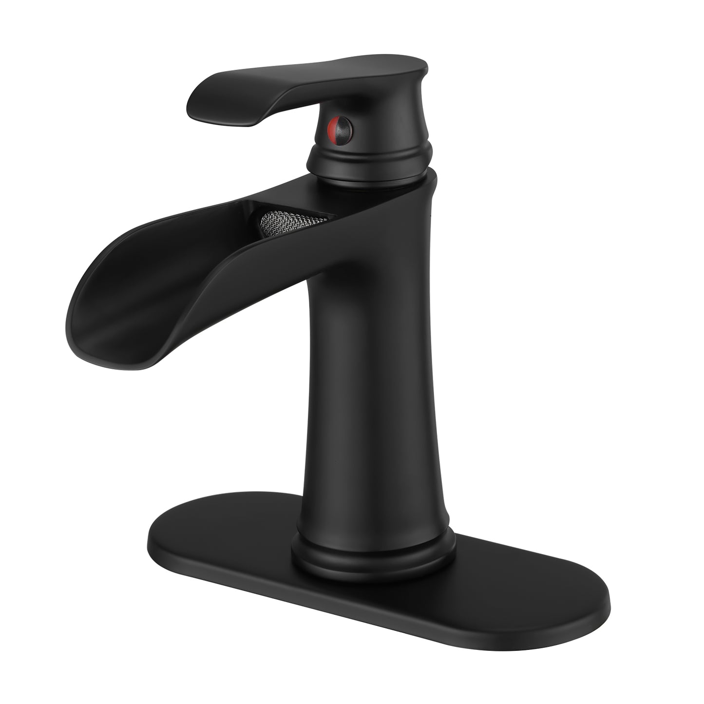 Bathroom Single Hole or Three Hole Waterfall Sink Faucet Matte Black Single Handle With Deck Plate W1932P180739