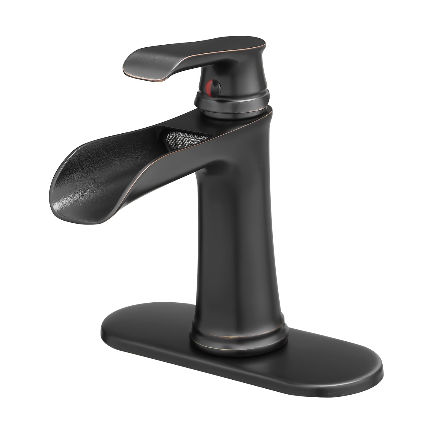 Bathroom Single Hole or Three Hole Waterfall Sink Faucet Oil-Rubbed Bronze Single Handle With Deck Plate W1932P180747