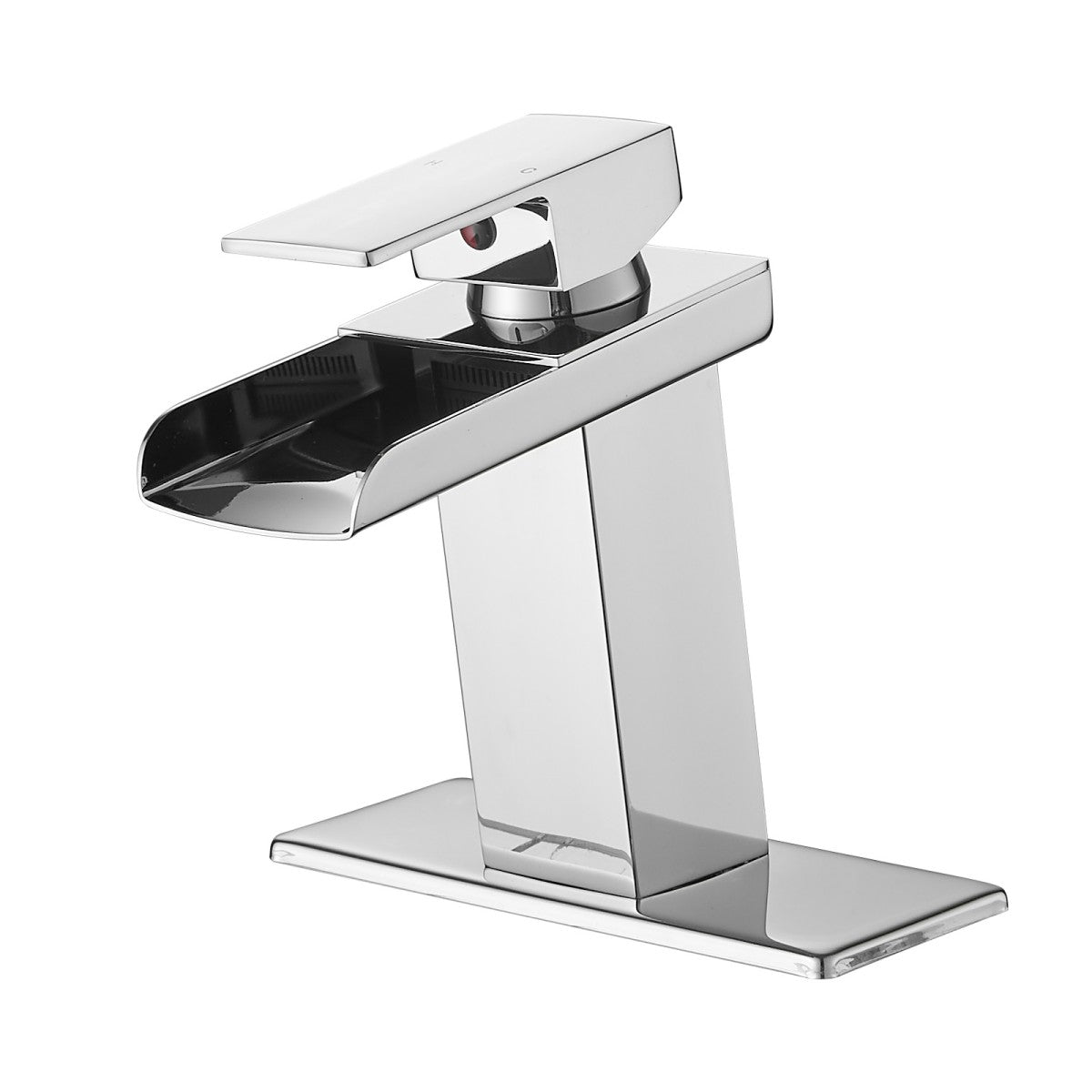 Bathroom Single Hole Sink Waterfall Faucet Chrome Single Handle With Deck Plate W1932P181205