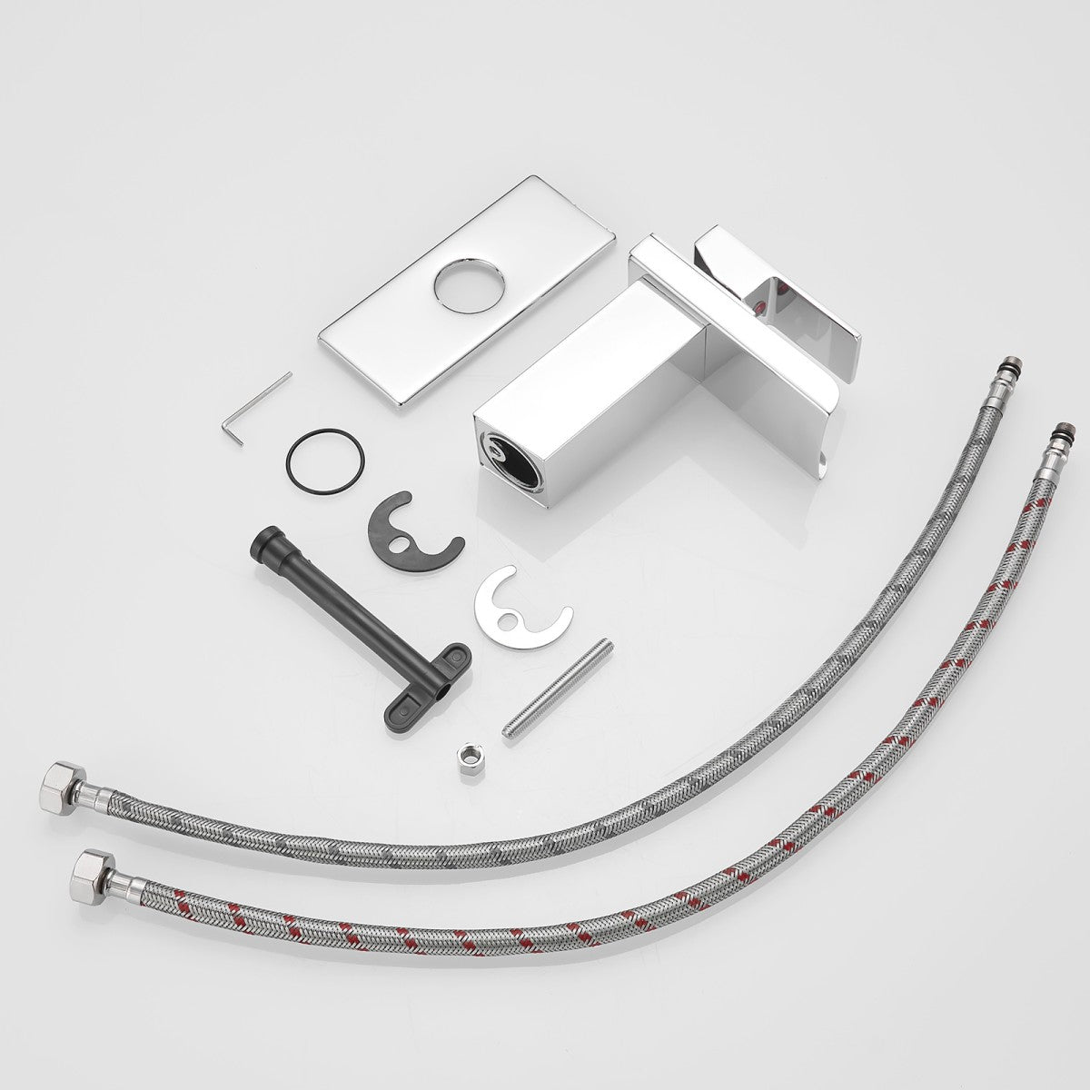 Bathroom Single Hole Sink Waterfall Faucet Chrome Single Handle With Deck Plate W1932P181205