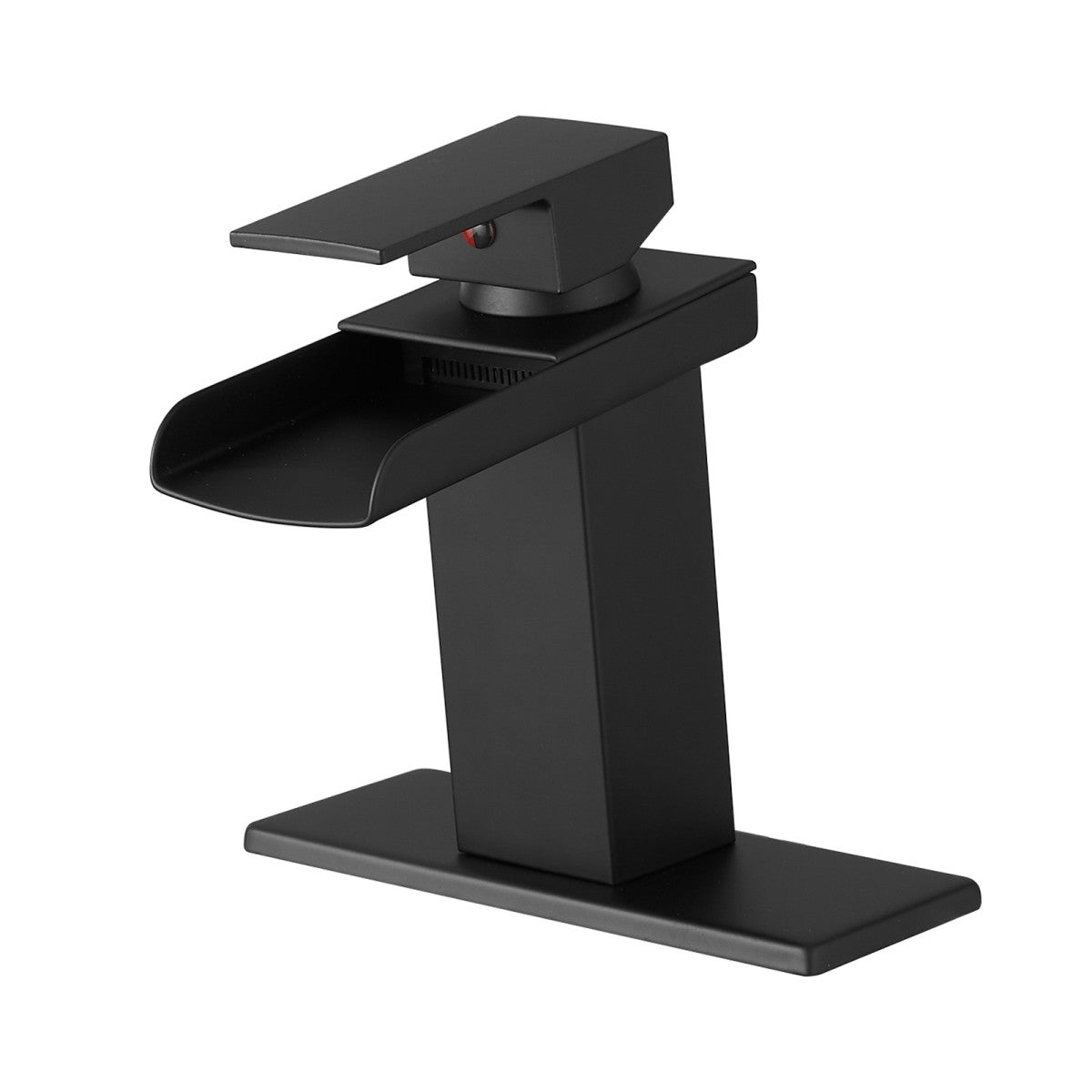 Bathroom Single Hole Sink Waterfall Faucet Matte Black Single Handle With Deck Plate W1932P181174