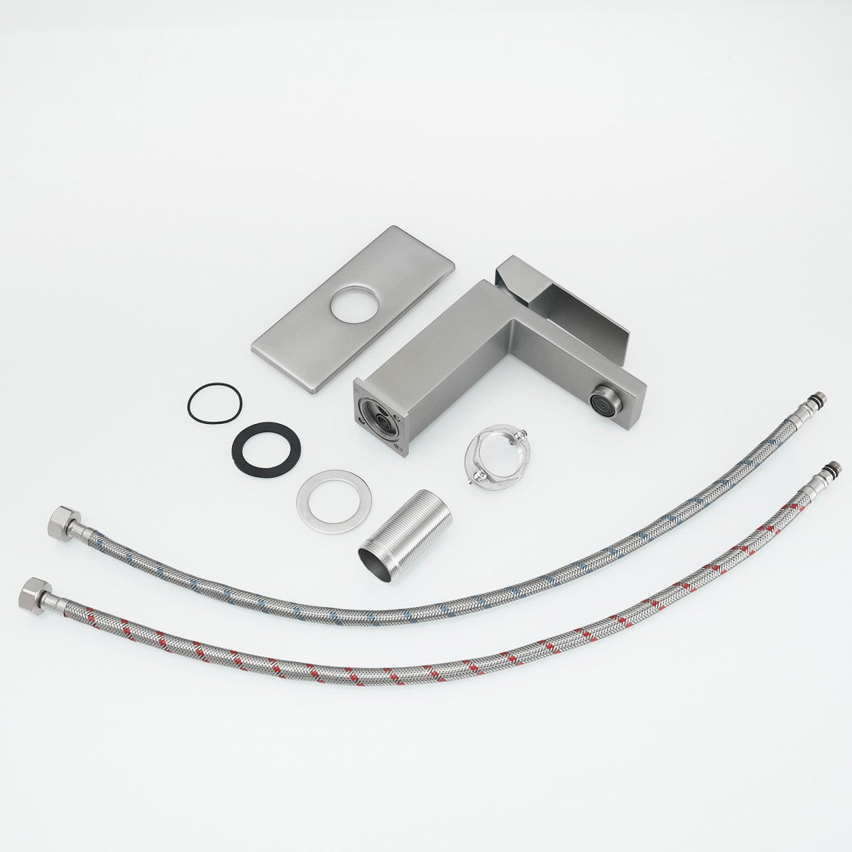 Bathroom Single Hole or Three Hole Sink Faucet Brushed Nickel Single Handle With Deck Plate and Pop-up Drain W1932P182997