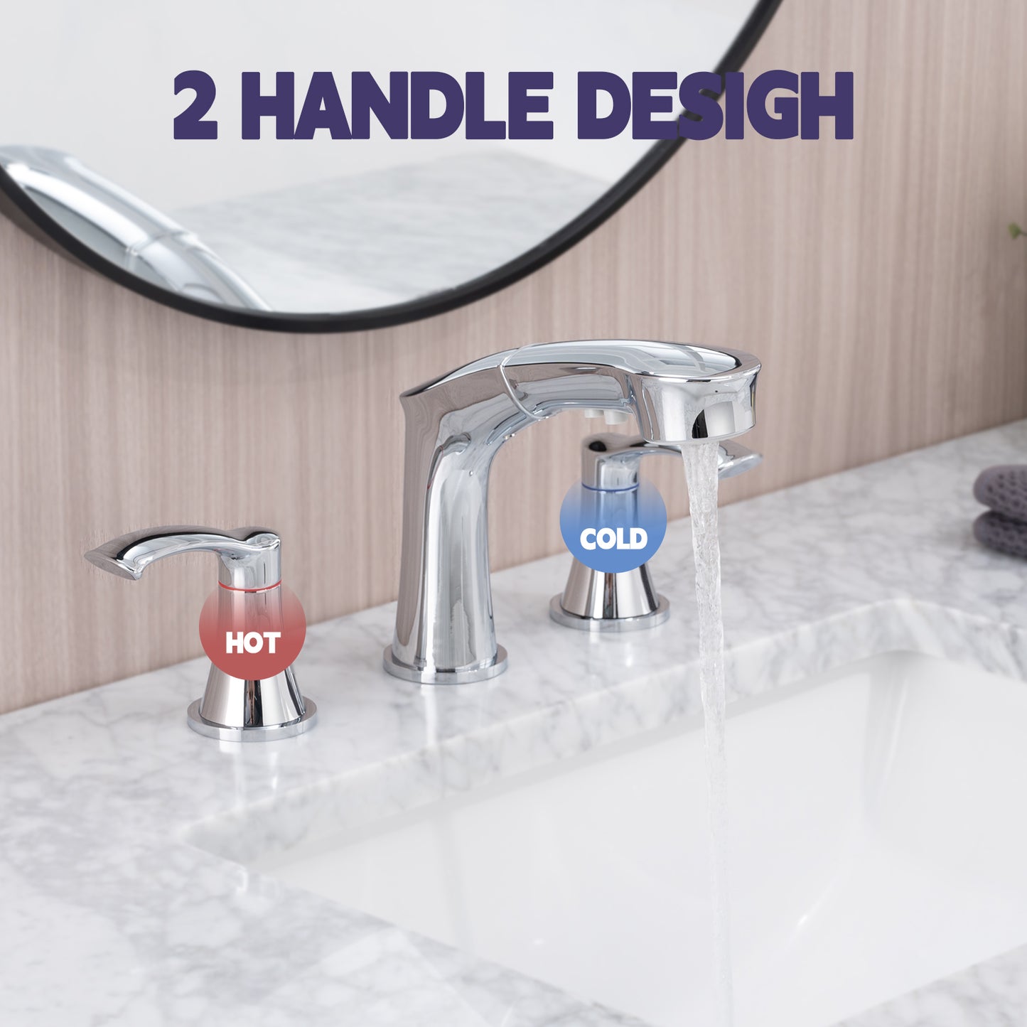 Bathroom Widespread Three Hole Pull-out Sink Faucet Chrome Two Handles With Pop-up Drain W1224P184845
