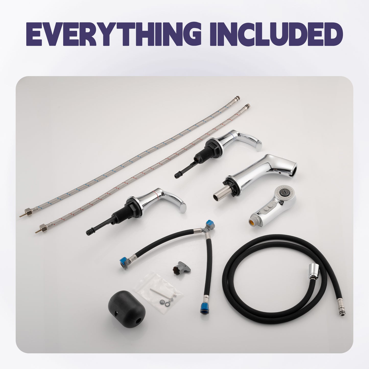 Bathroom Widespread Three Hole Pull-out Sink Faucet Brushed Nickel Two Handles With Pop-up Drain W1224P184845