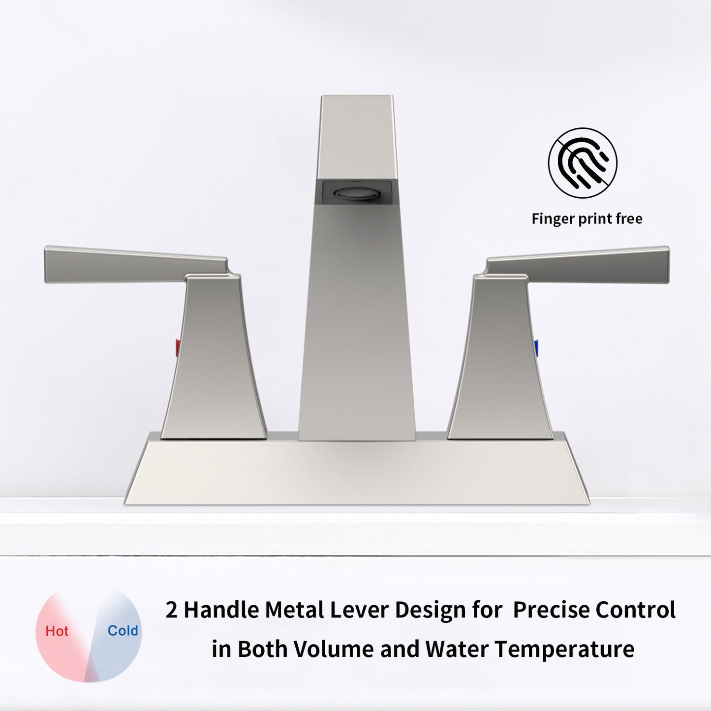 Bathroom Widespread Three Hole Sink Faucet Brushed Nickel Two Handles With Pop-up Drain T3177P277476