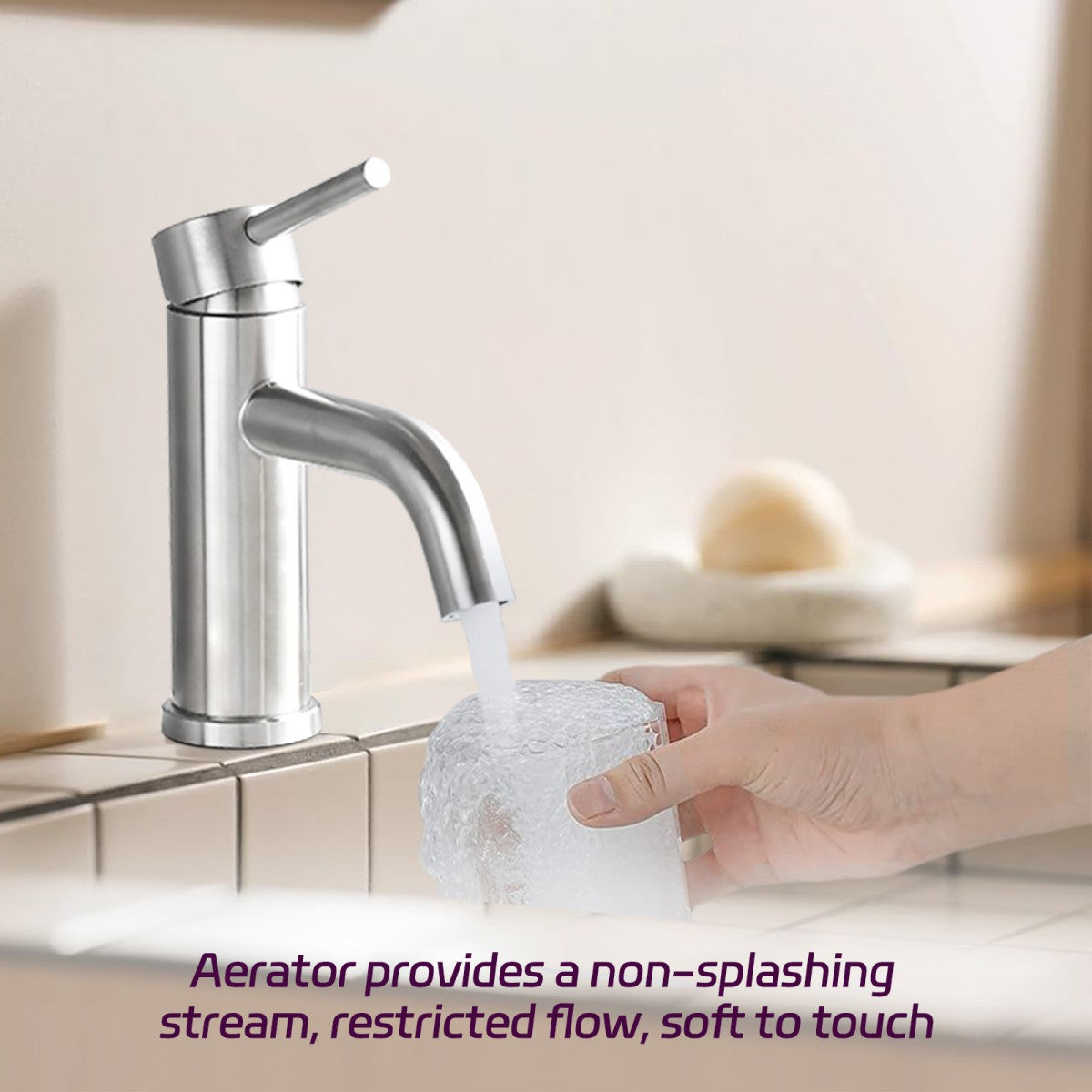 Bathroom Single Hole Sink Faucet Brushed Nickel Single Handle W1224P203274