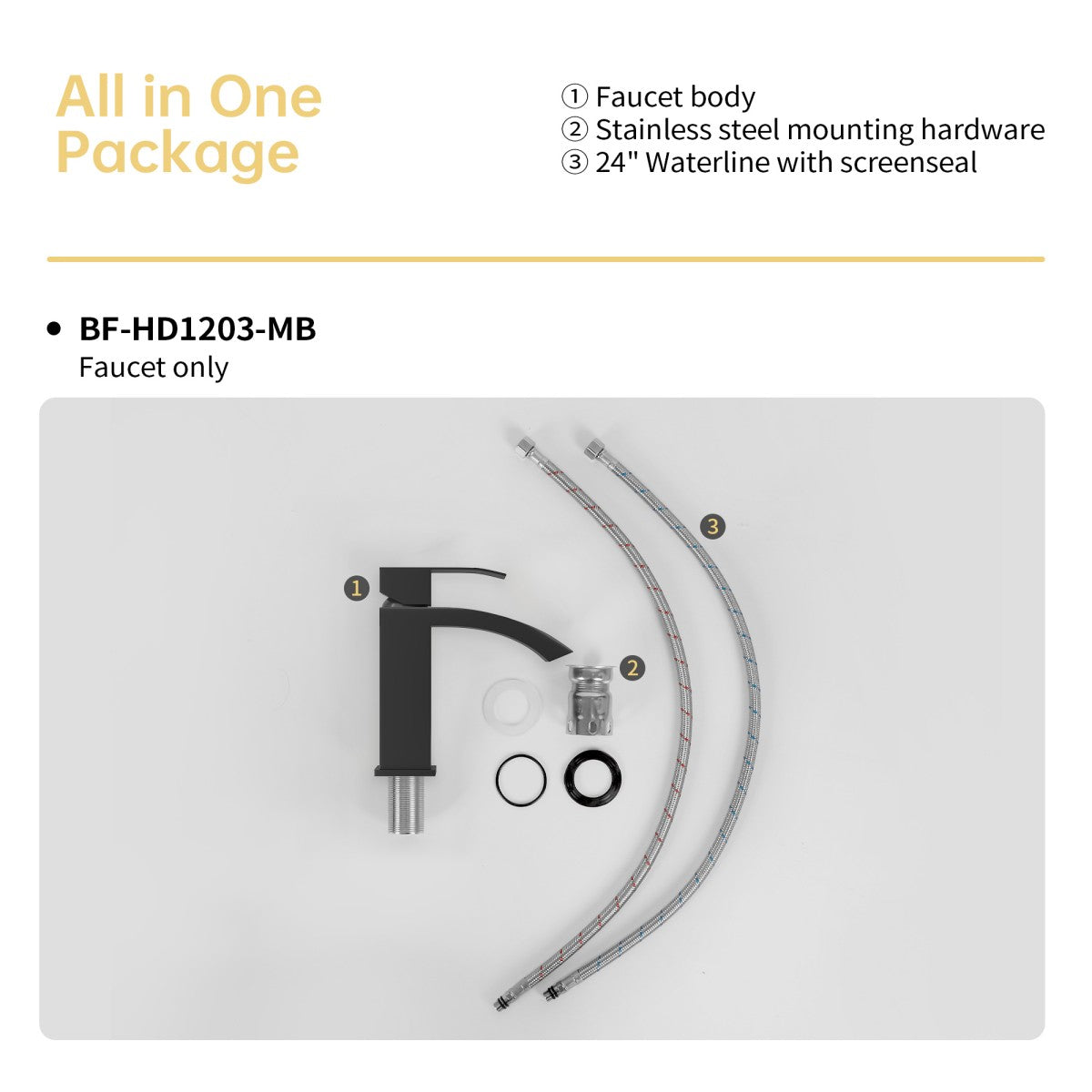 Bathroom Single Hole Sink Waterfall Faucet Matte Black Single Handle B2724P262881