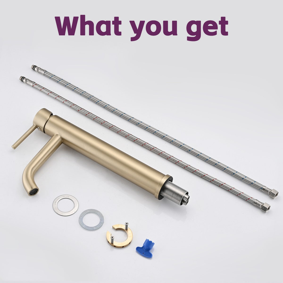 Bathroom Single Hole Vessel Sink Faucet Brushed Gold Single Handle W1224P206893