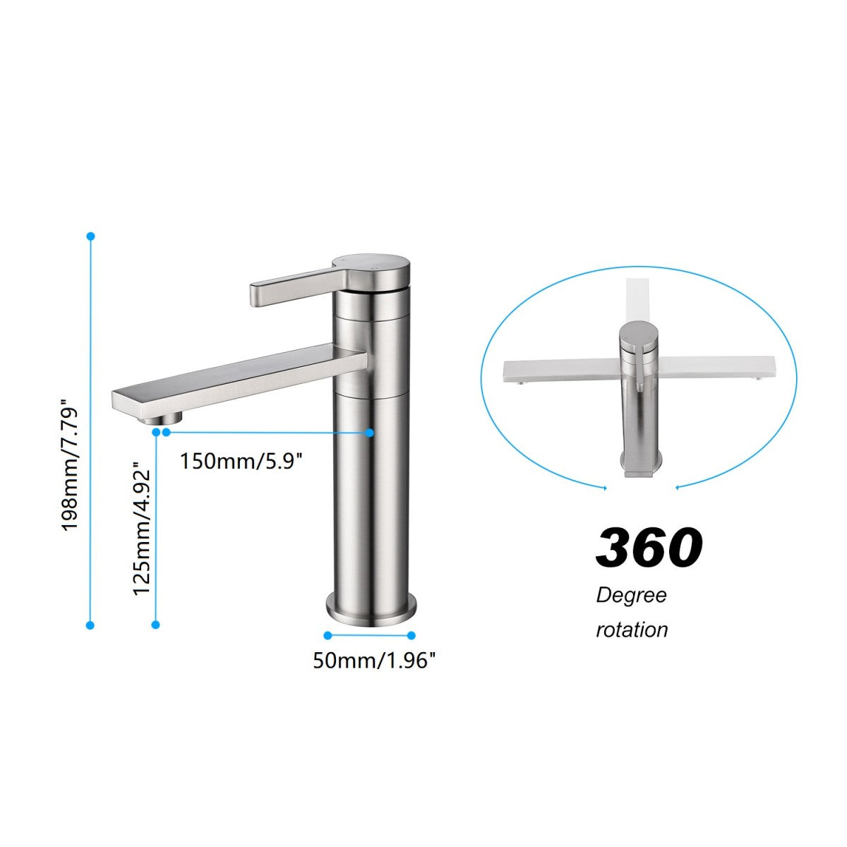 Bathroom Single Hole Sink Faucet Brushed Nickel Single Handle W2287P185548