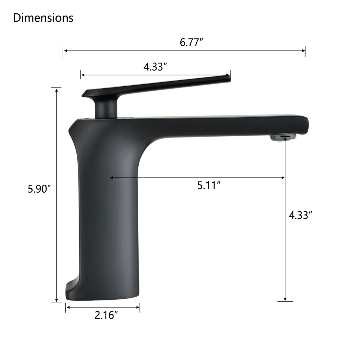 Bathroom Single Hole Sink Faucet Matte Black Single Handle W105965435