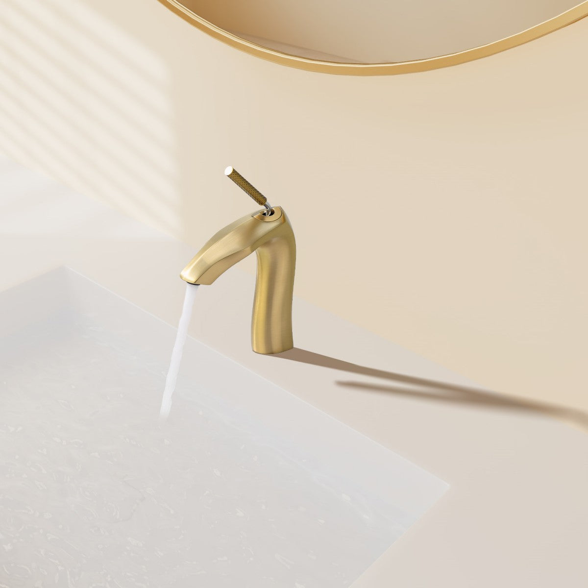 Bathroom Single Hole Sink Faucet Brushed Gold Single Handle W1217P214966
