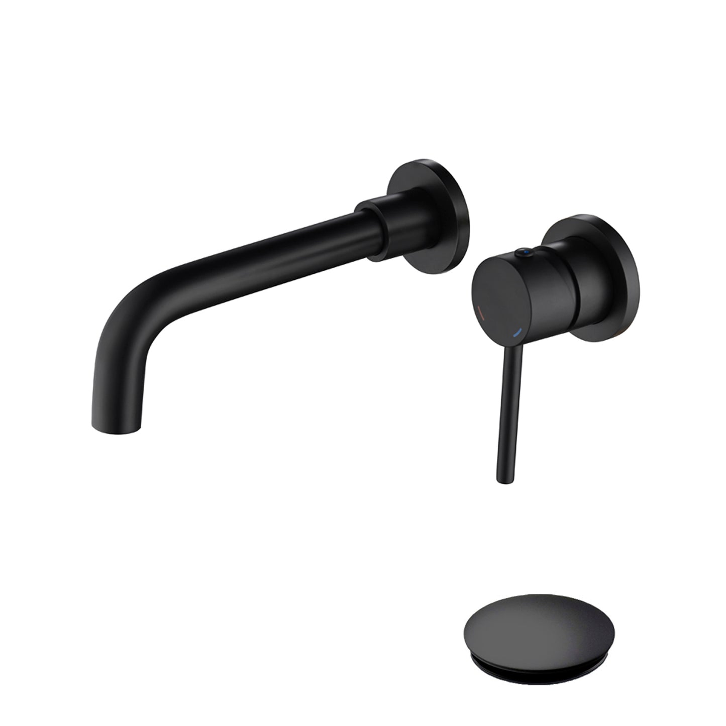 Bathroom Sink Faucet Matte Black Single Handle Wall Mounted Pop-up Drain W928P261575