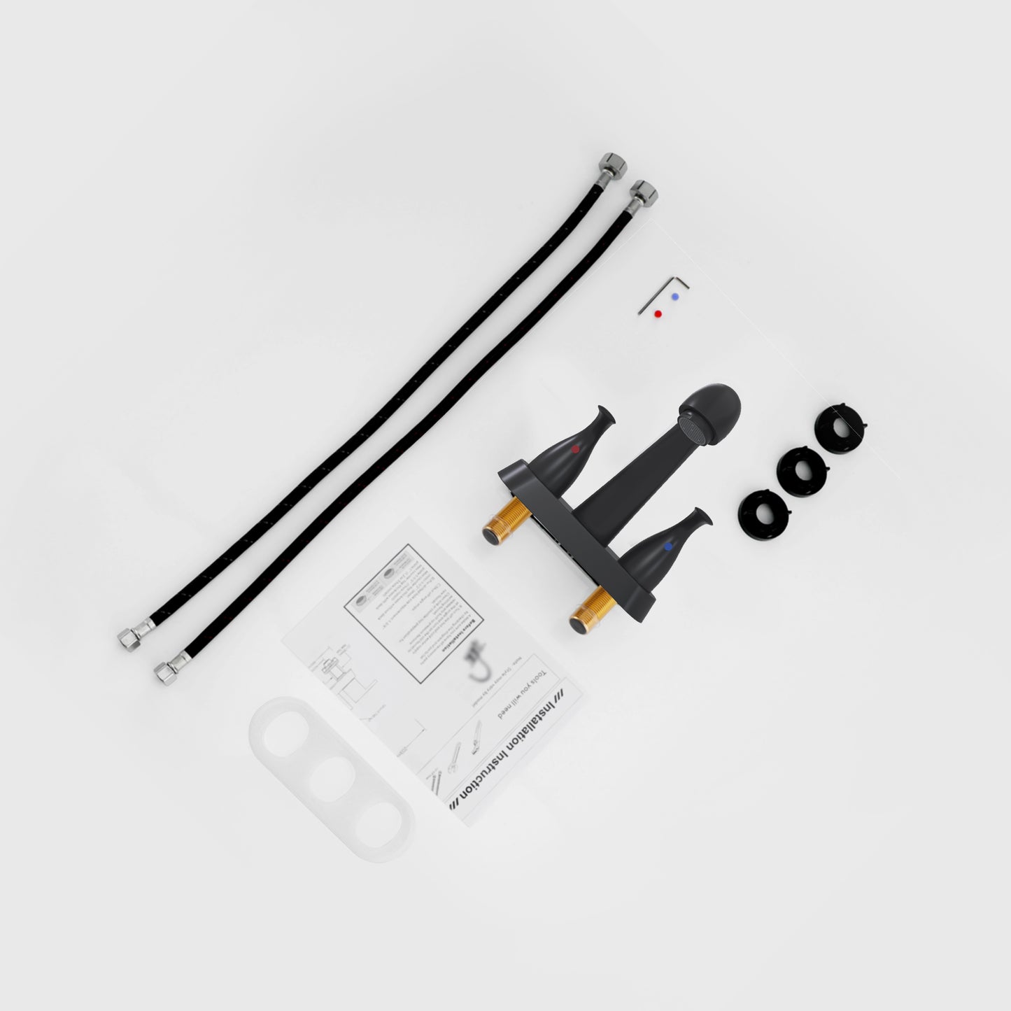 Bathroom Centerset Sink Faucet Matte Black Double Handles B2724P262918