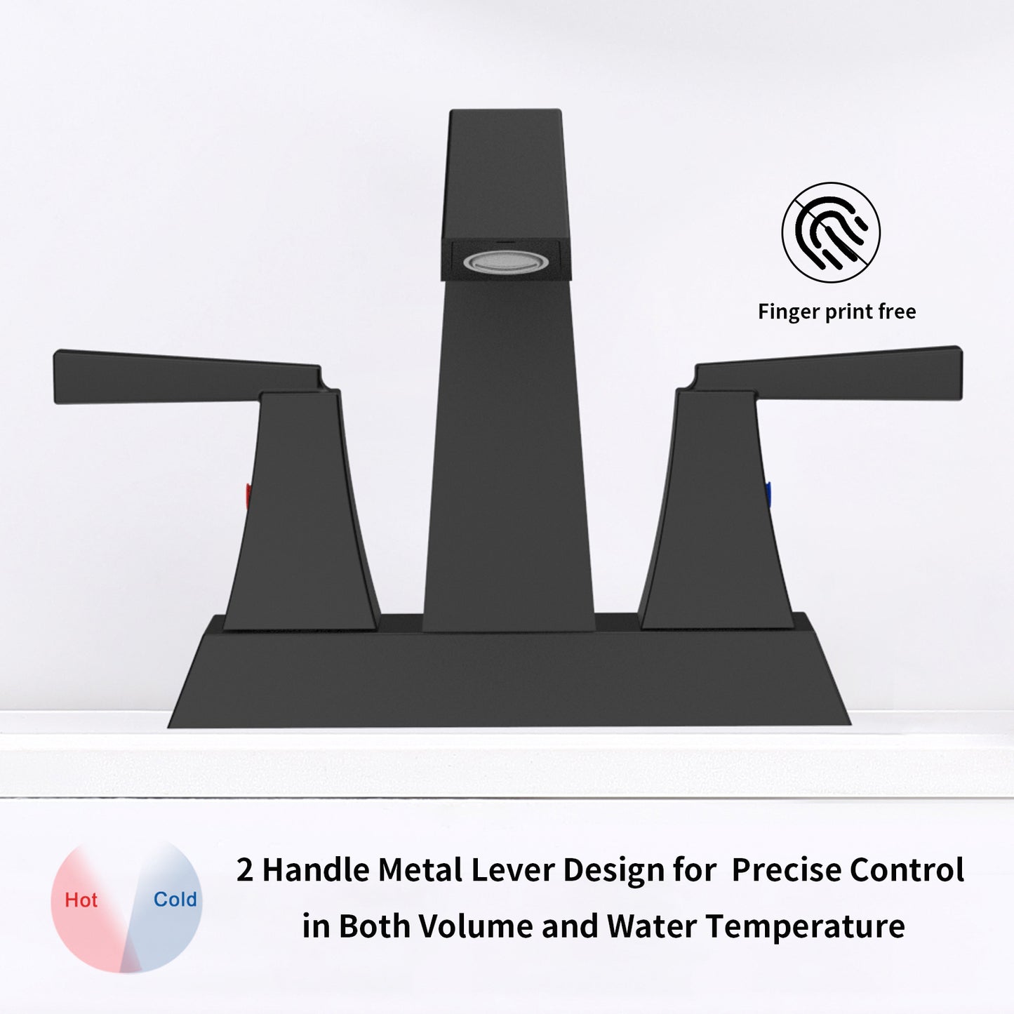 Bathroom Widespread Three Hole Sink Faucet Matte Black Two Handles With Pop-up Drain T3177P277478