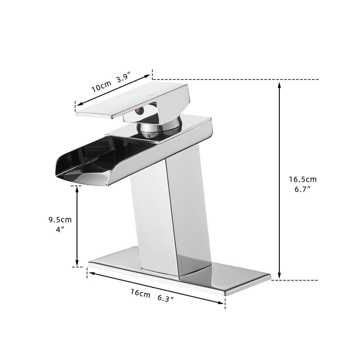 Bathroom Single Hole Sink Waterfall Faucet Chrome Single Handle With Deck Plate W1932P181205