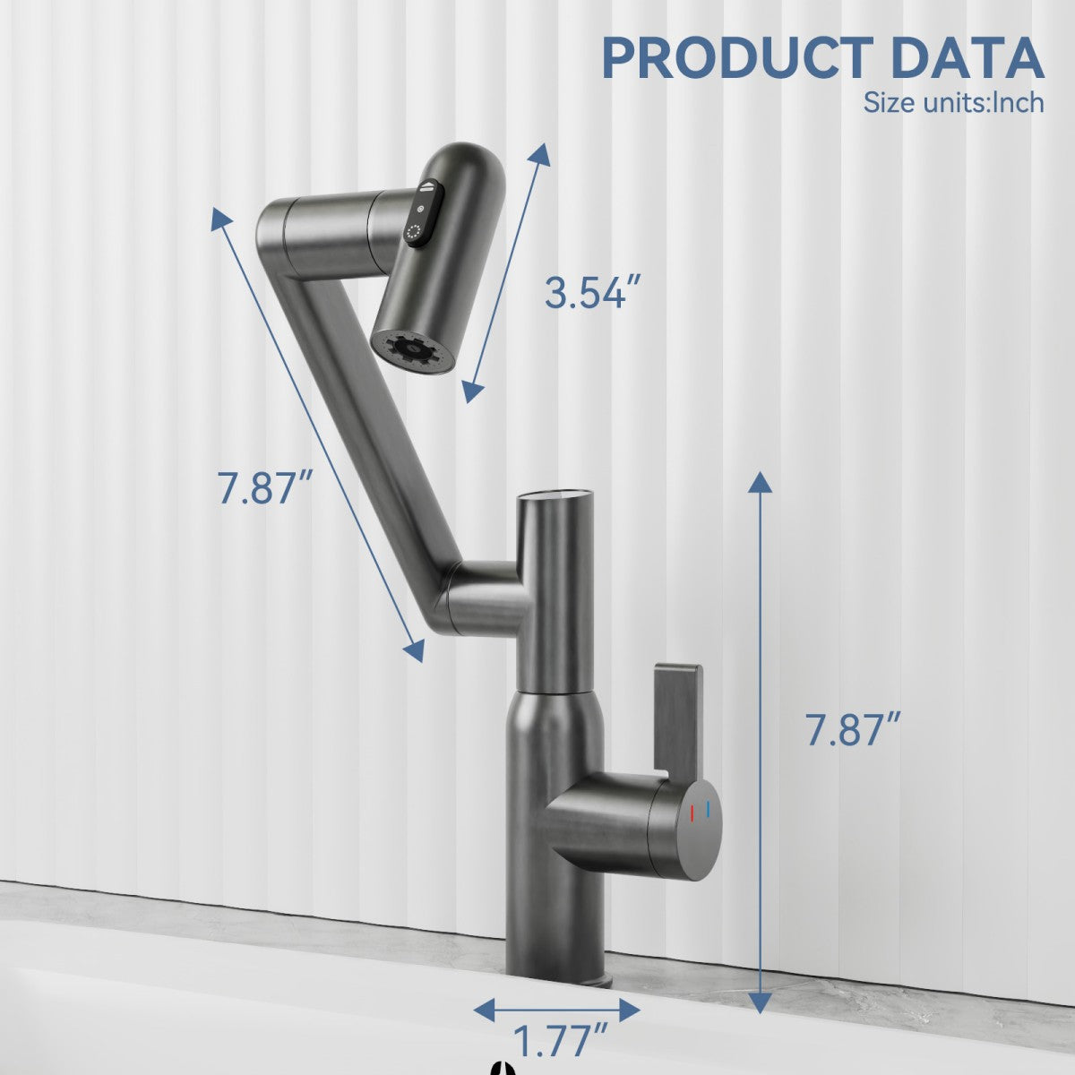 Bathroom Single Hole Sink Faucet Grey Two Handles Rotable Spout W1217P214939