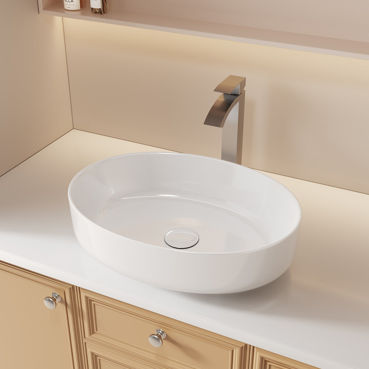 Bathroom Single Hole Vessel Sink Waterfall Faucet Brushed Nickel Single Handle B2724P262883