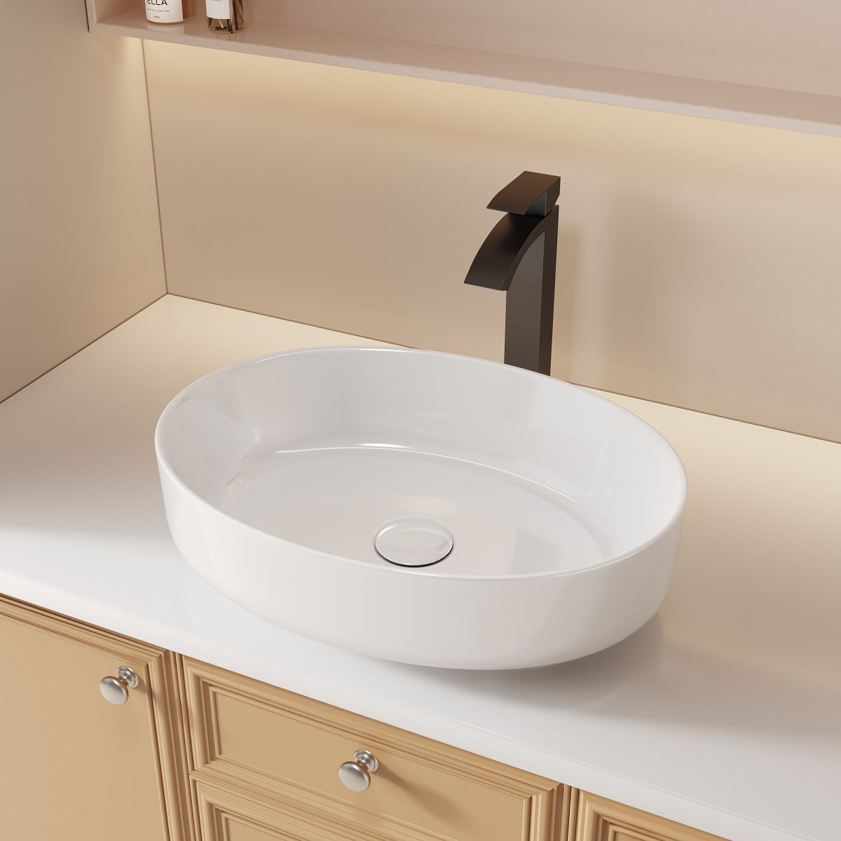 Bathroom Single Hole Vessel Sink Waterfall Faucet Matte Black Single Handle B2724P262885
