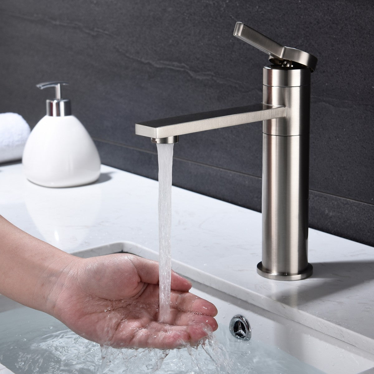 Bathroom Single Hole Sink Faucet Brushed Nickel Single Handle W2287P185548