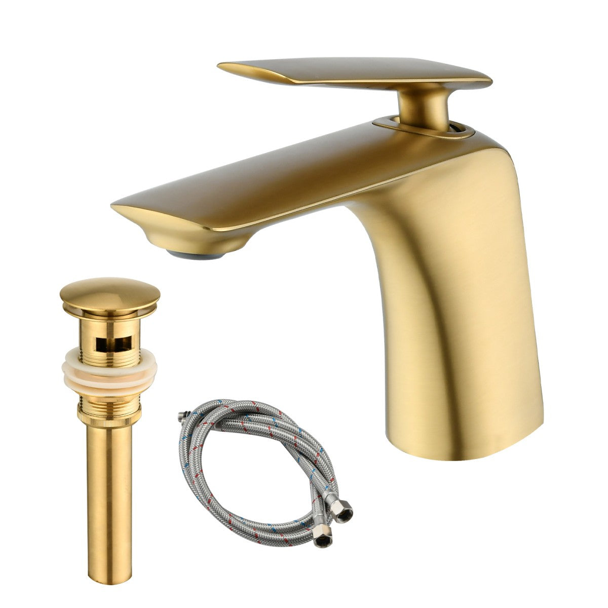 Bathroom Single Hole Sink Faucet Gold Single Handle With Pop-up Drain W1224P227855