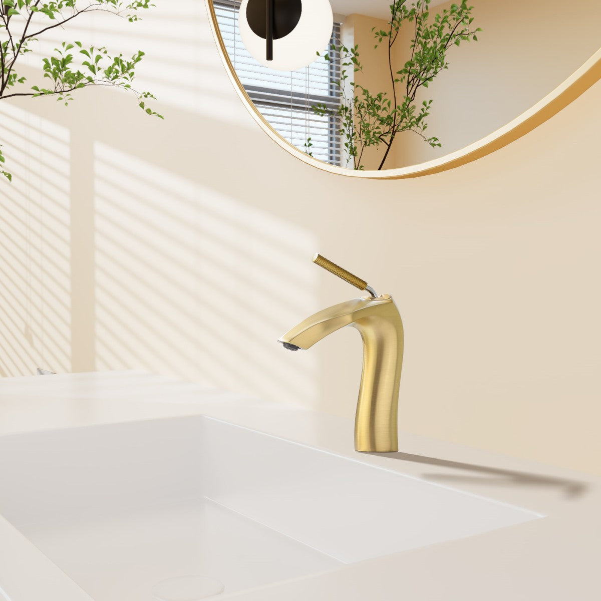 Bathroom Single Hole Sink Faucet Brushed Gold Single Handle W1217P214966