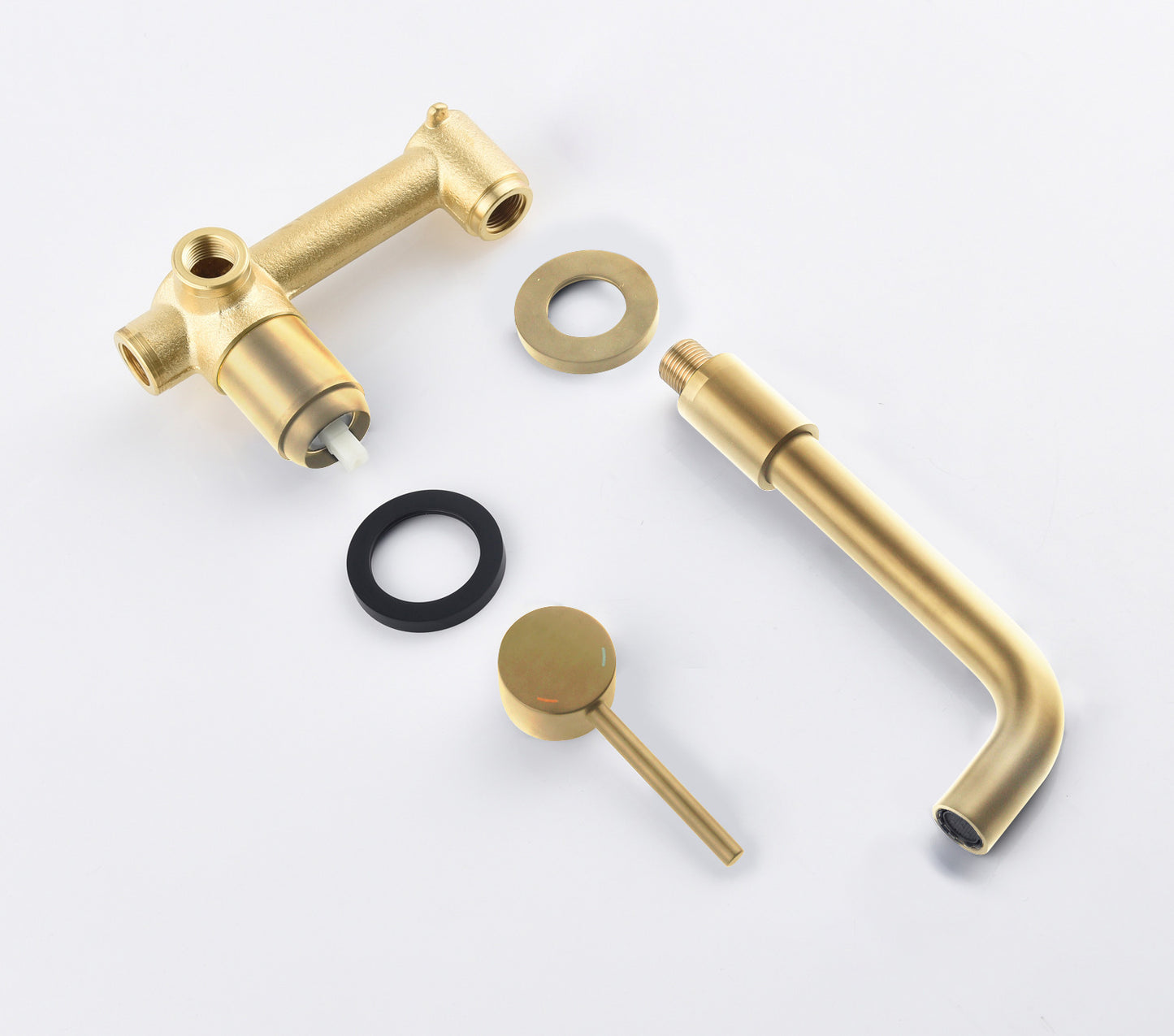 Bathroom Sink Faucet Brushed Gold Single Handle Wall Mounted With Pop-up Drain W928P261570