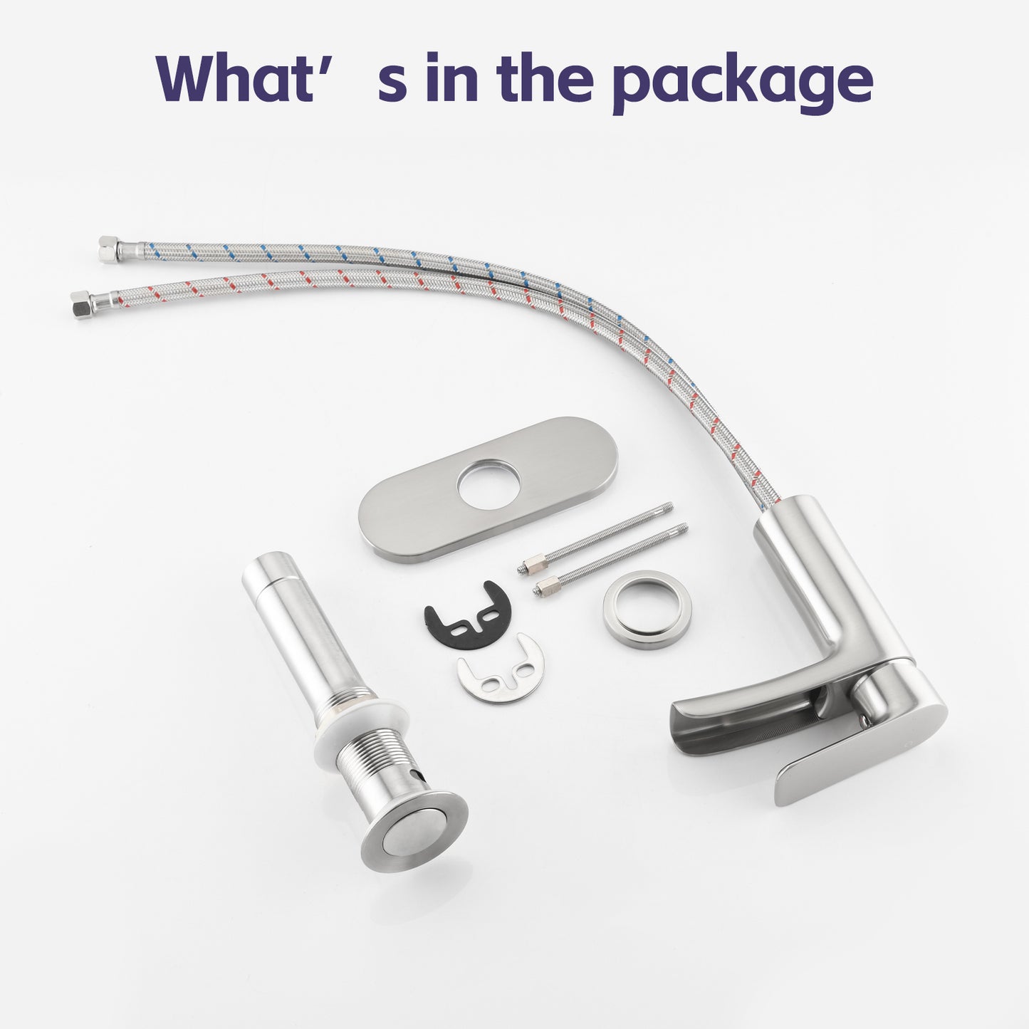 Bathroom Single Hole or Three Hole Waterfall Sink Faucet Brushed Nickel Single Handle with Deck Plate and Pop-up Drain W1224P225010