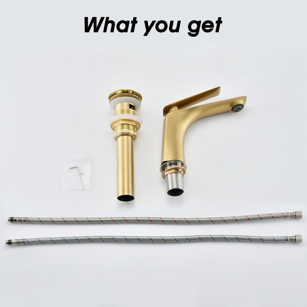 Bathroom Single Hole Sink Faucet Gold Single Handle With Pop-up Drain W1224P227855