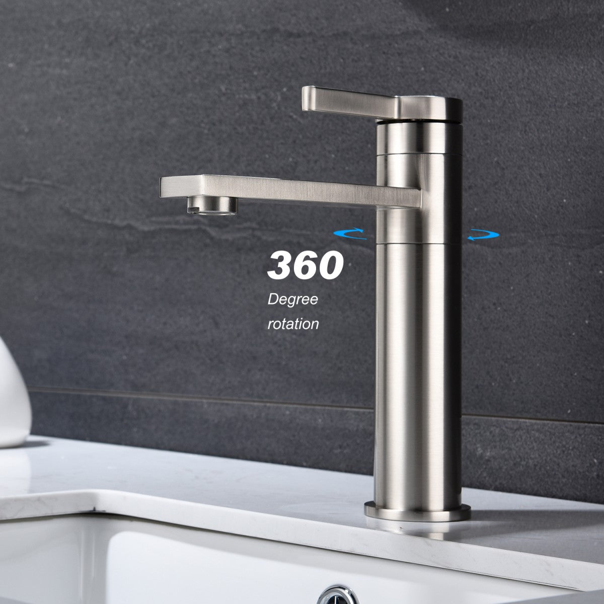 Bathroom Single Hole Sink Faucet Brushed Nickel Single Handle W2287P185548