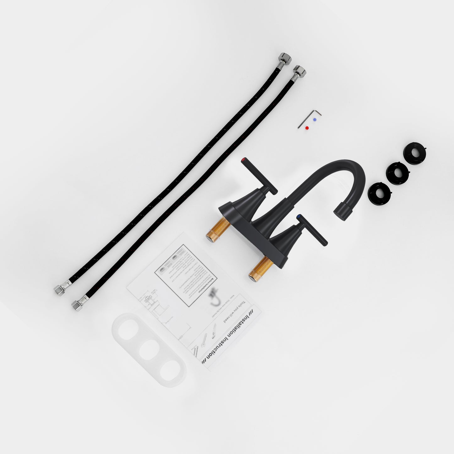 Bathroom Centerset Sink Faucet Matte Black Double Handles B2724P262887