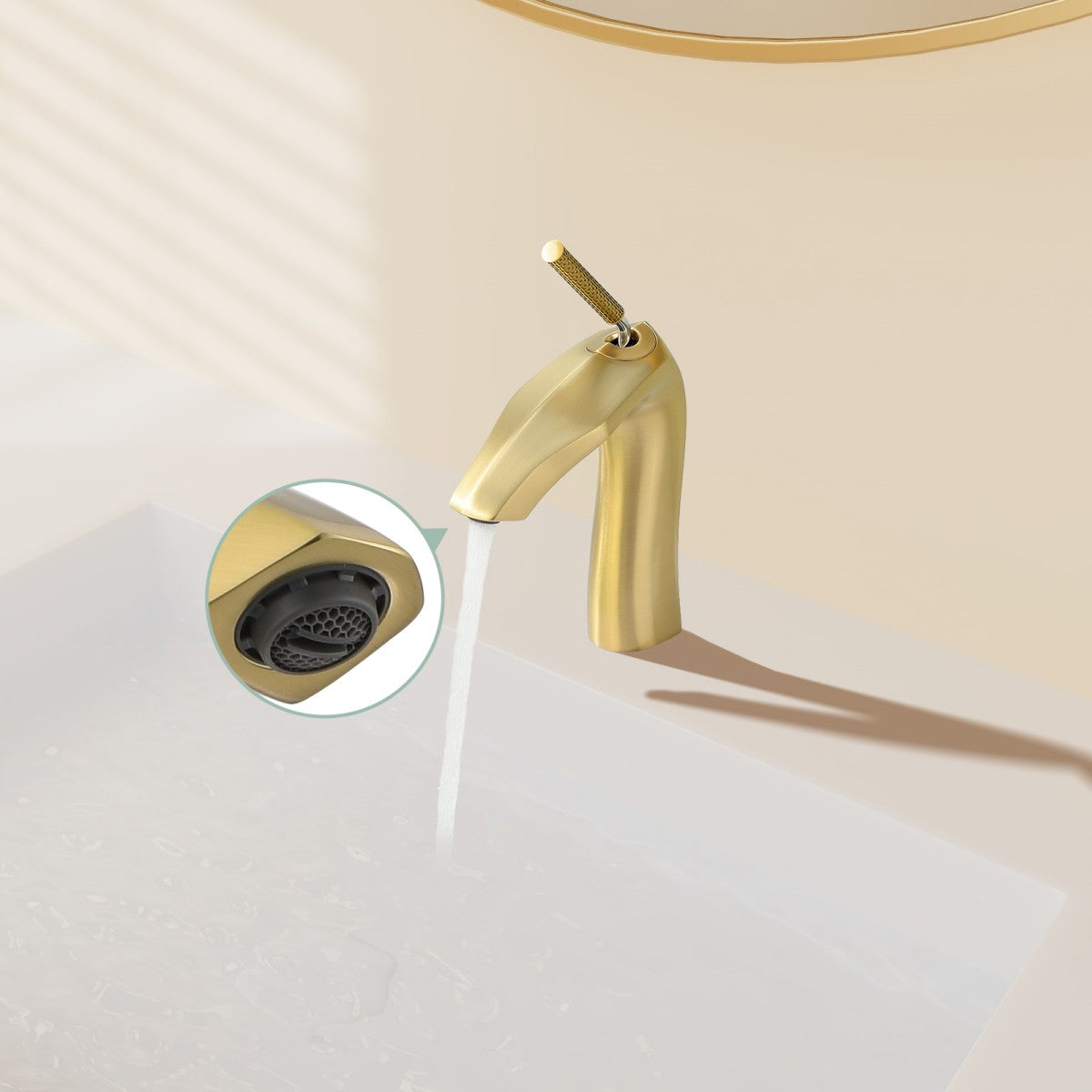 Bathroom Single Hole Sink Faucet Brushed Gold Single Handle W1217P214966