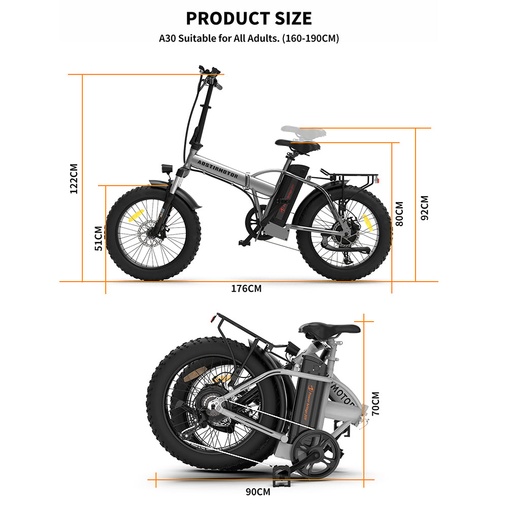 750W Folding 20x4 inch Fat Tire Electric Bike 25 mph 48V 13AH Lithium Battery Adult