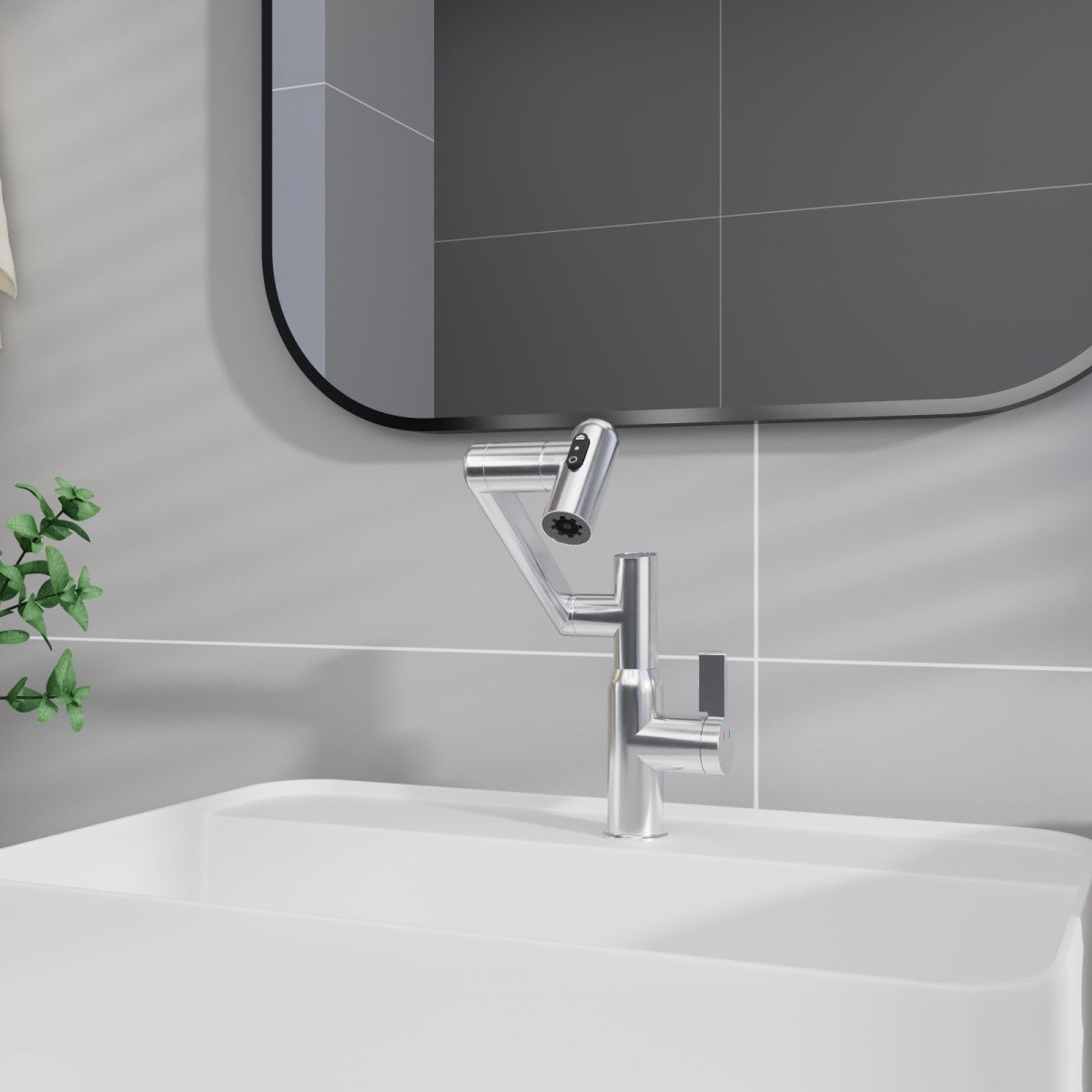 Bathroom Single Hole Sink Faucet Chrome Two Handles Rotable Spout W1217P214949