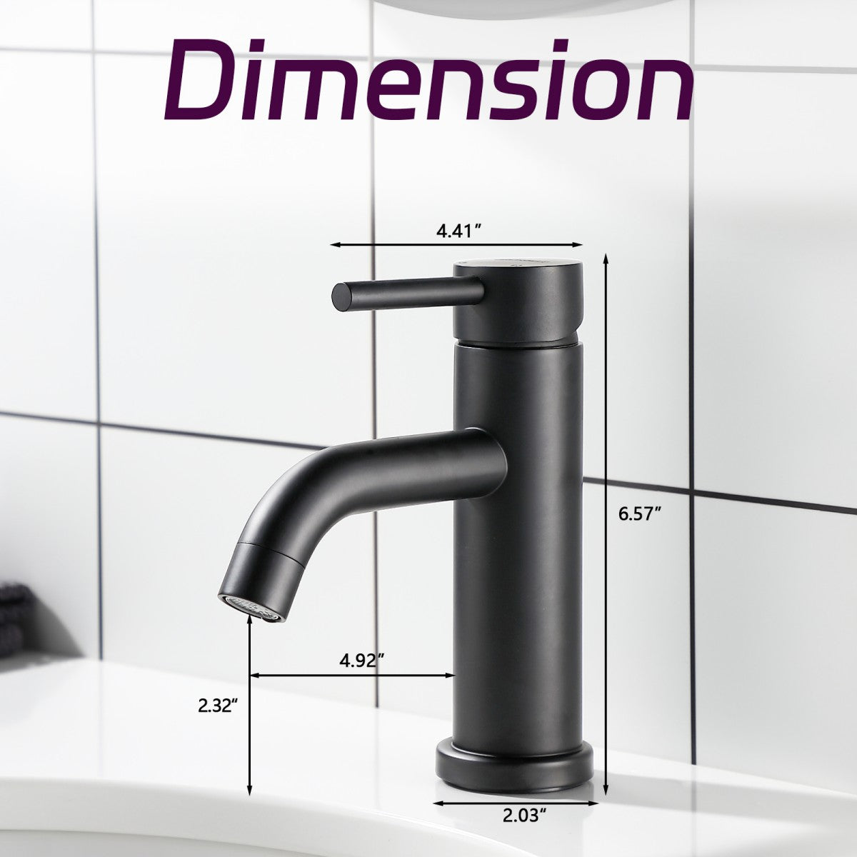 Bathroom Single Hole Sink Faucet Matte Black Single Handle W1224P203277