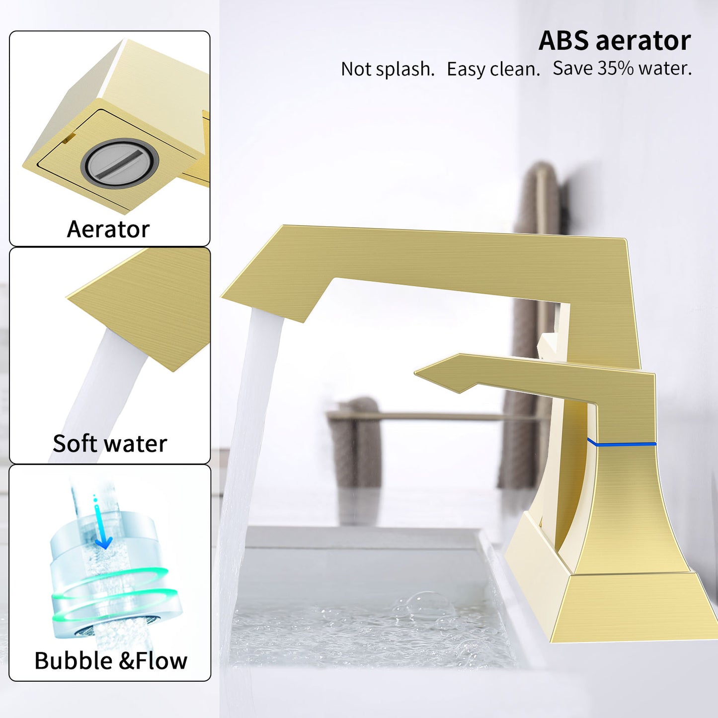 Bathroom Widespread Three Hole Sink Faucet Brushed Gold Two Handles With Pop-up Drain T3177P277483