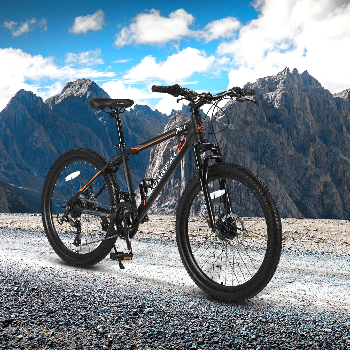 24 Inch Mountain Bike, 21 Speed, Dual Dis Brake, Front Suspension For Boy Girl,Black Orange S24102BO