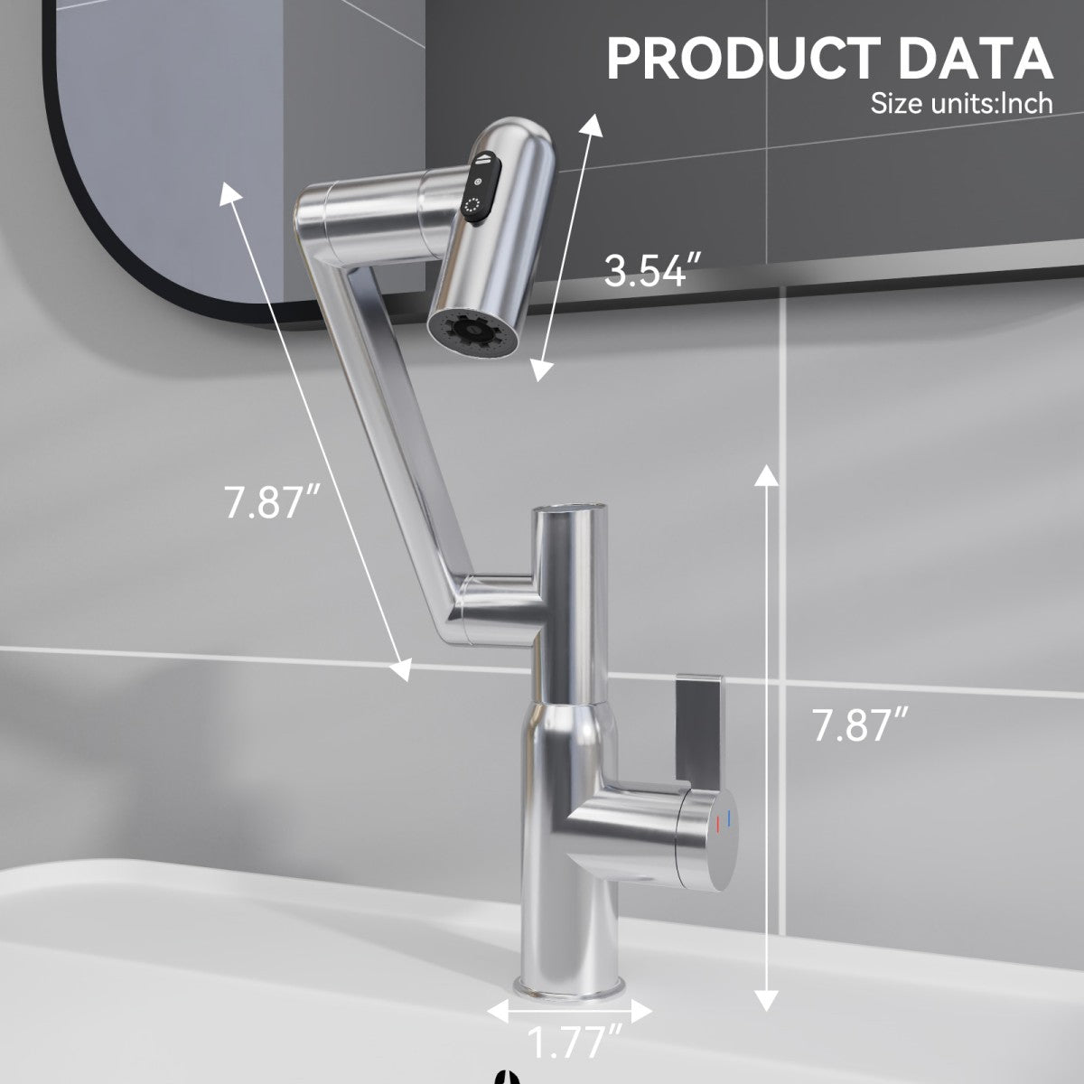 Bathroom Single Hole Sink Faucet Chrome Two Handles Rotable Spout W1217P214949