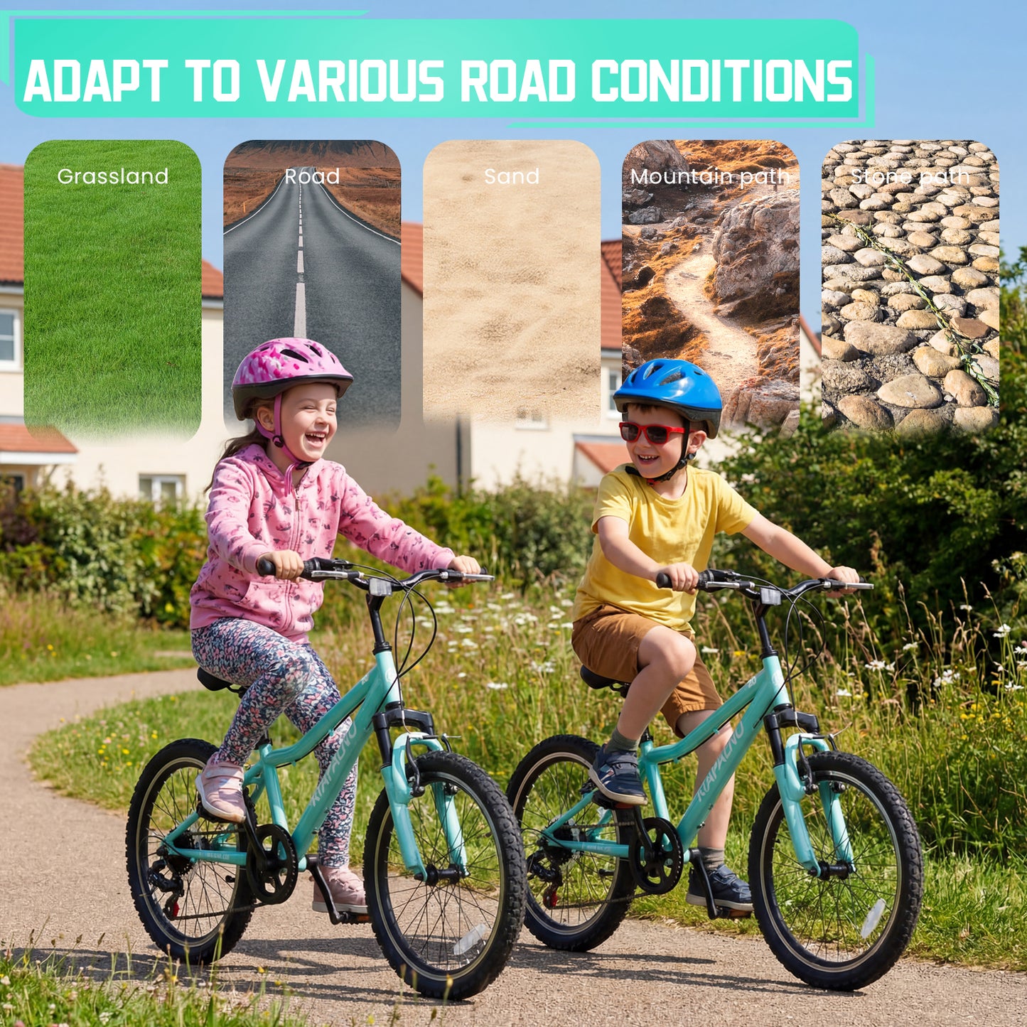 20 Inch Kids Mountain Bike, 7-Speed Drivetrain, Front Suspension, Durable Steel Frame, Bicycle for Boys & Girls Ages 6-10, Green, 85% Pre-Assembled
