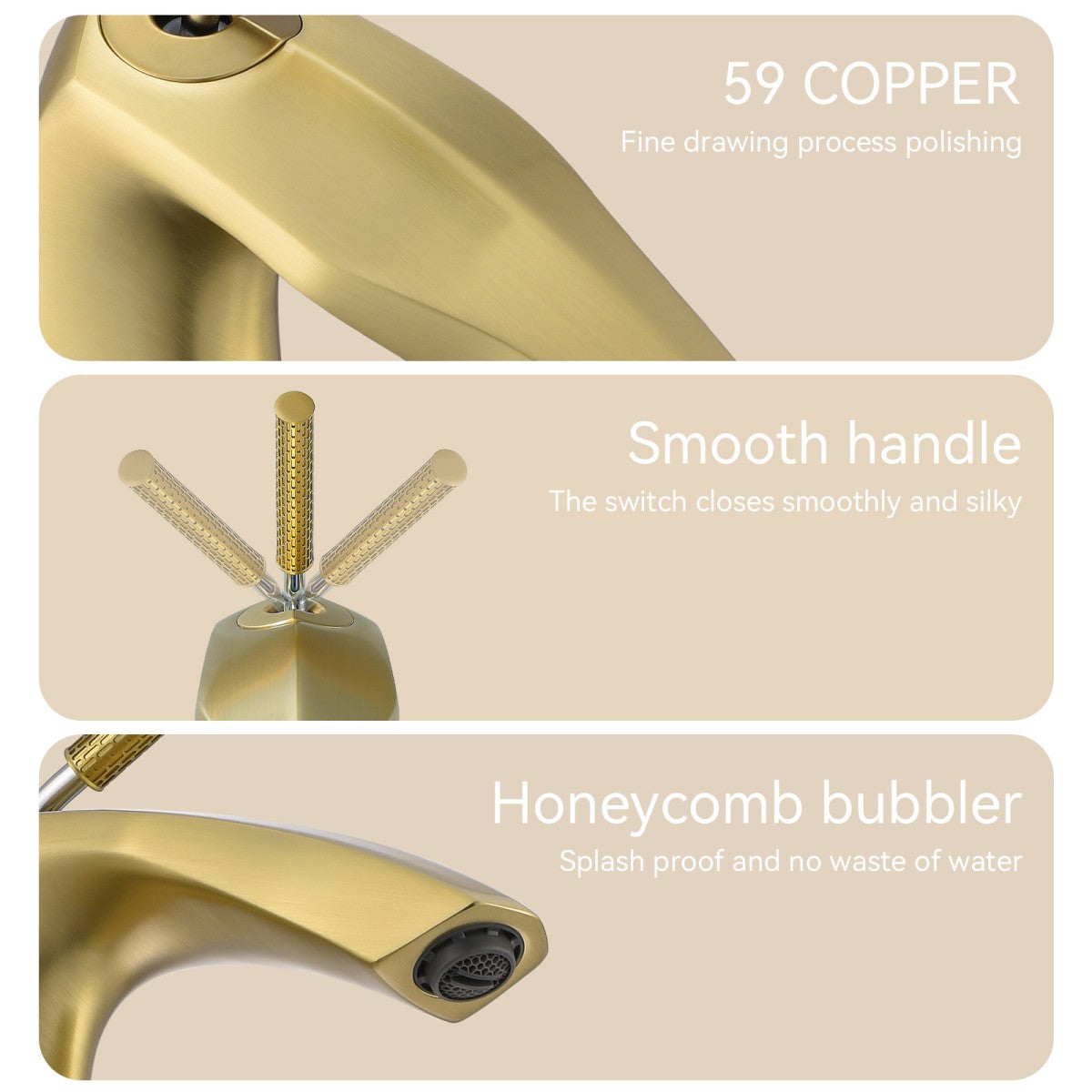 Bathroom Single Hole Sink Faucet Brushed Gold Single Handle W1217P214966