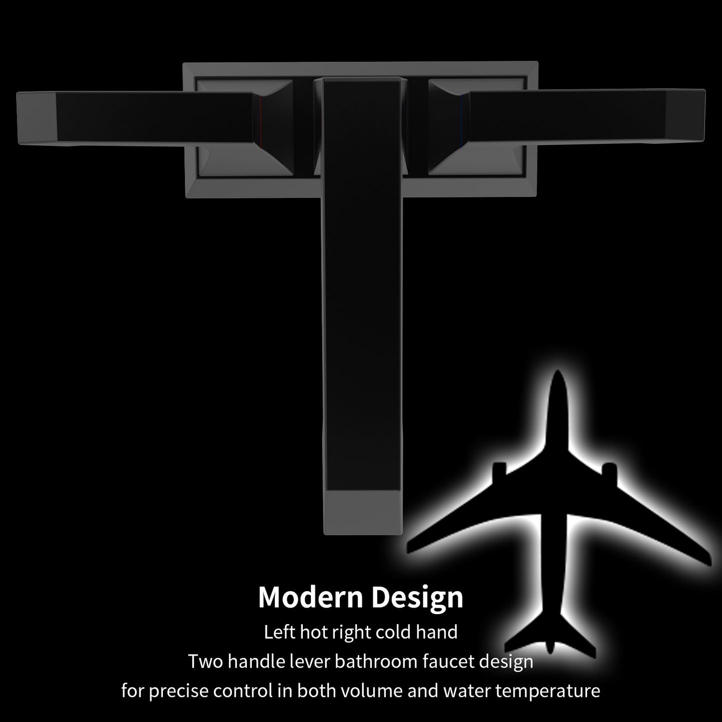 Bathroom Widespread Three Hole Sink Faucet Matte Black Two Handles With Pop-up Drain T3177P277481