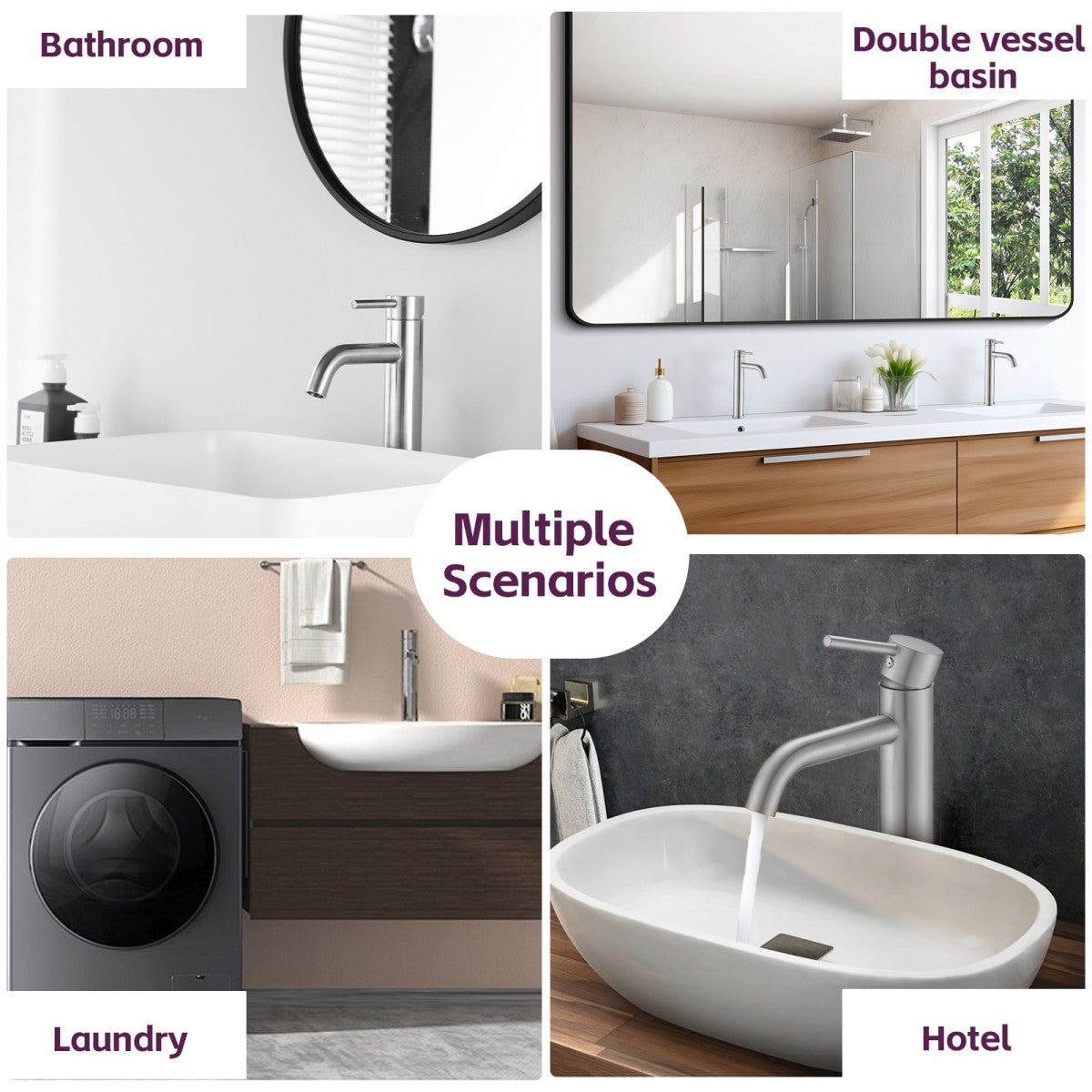 Bathroom Single Hole Vessel Sink Faucet Brushed Nickel Single Handle W1224P206882