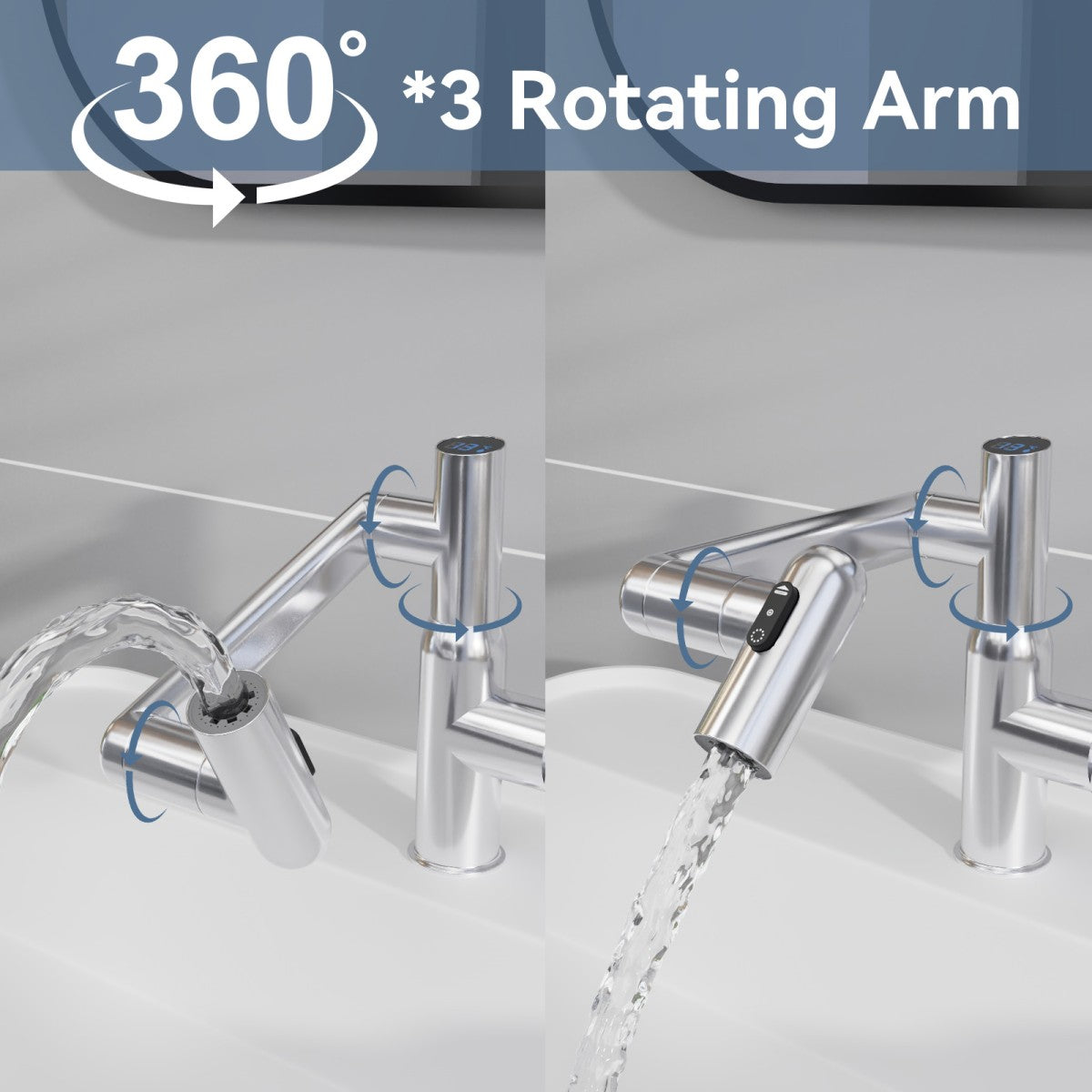Bathroom Single Hole Sink Faucet Chrome Two Handles Rotable Spout W1217P214949