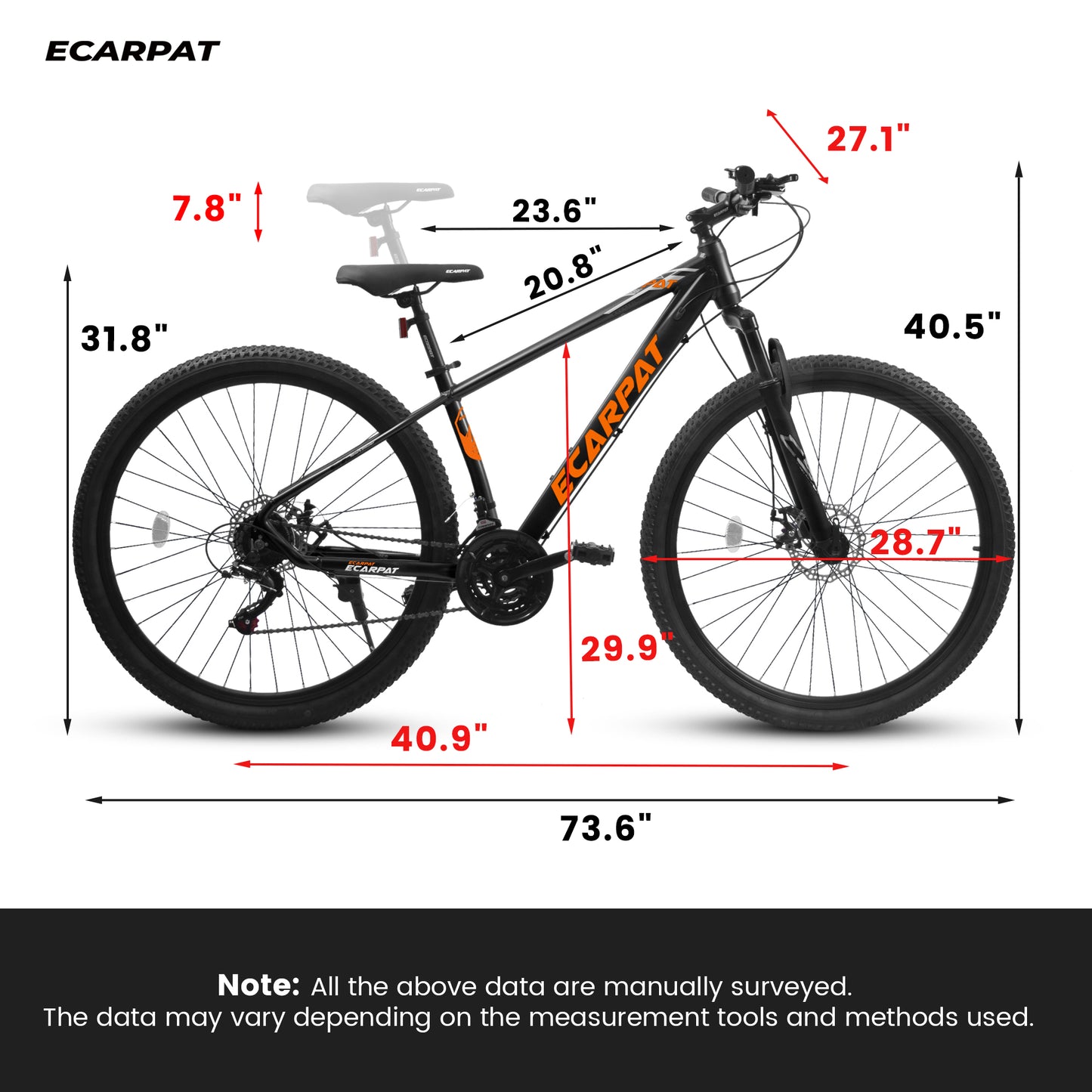 29 Inch Mountain Bike Aluminum Frame, 21 Speed, Dual Disc Brake, Front Shock Absorption For Women Men,Free Return