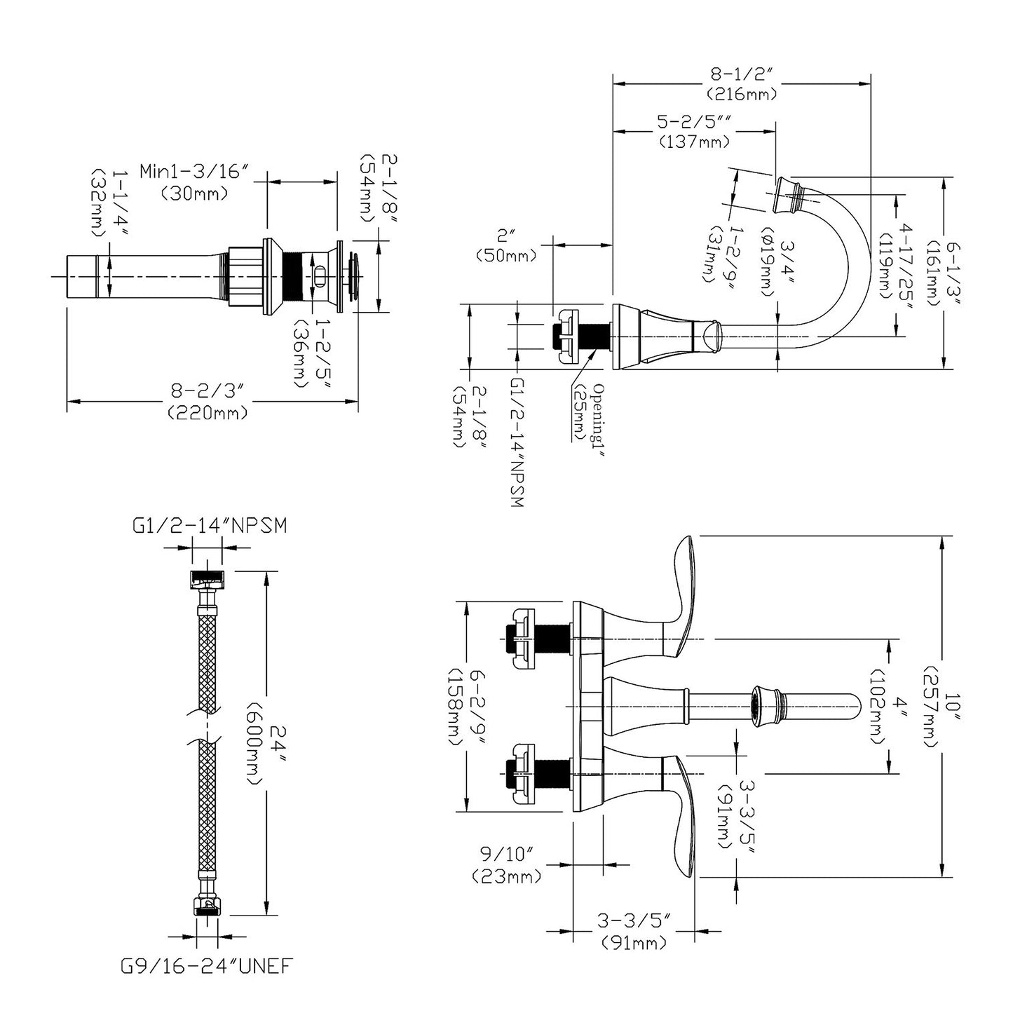 Brushed Gold 4-Inch Centerset Bathroom Sink Faucet, Two-Handle Vanity Faucet with Pop-Up Drain & Supply Lines