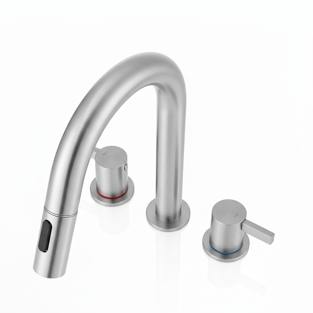 8-Inch Widespread Bathroom Sink Faucet with Pull-Out Sprayer, 2 Spray Modes, 2-Handle 3-Hole Vanity Faucet, 360° Swivel Spout, Pop-Up Drain Included, Brushed Nickel
